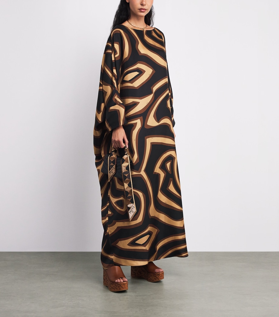 Silk Labirinto Print Maxi Kaftan Dress 049/BLACK GOLD Image 2