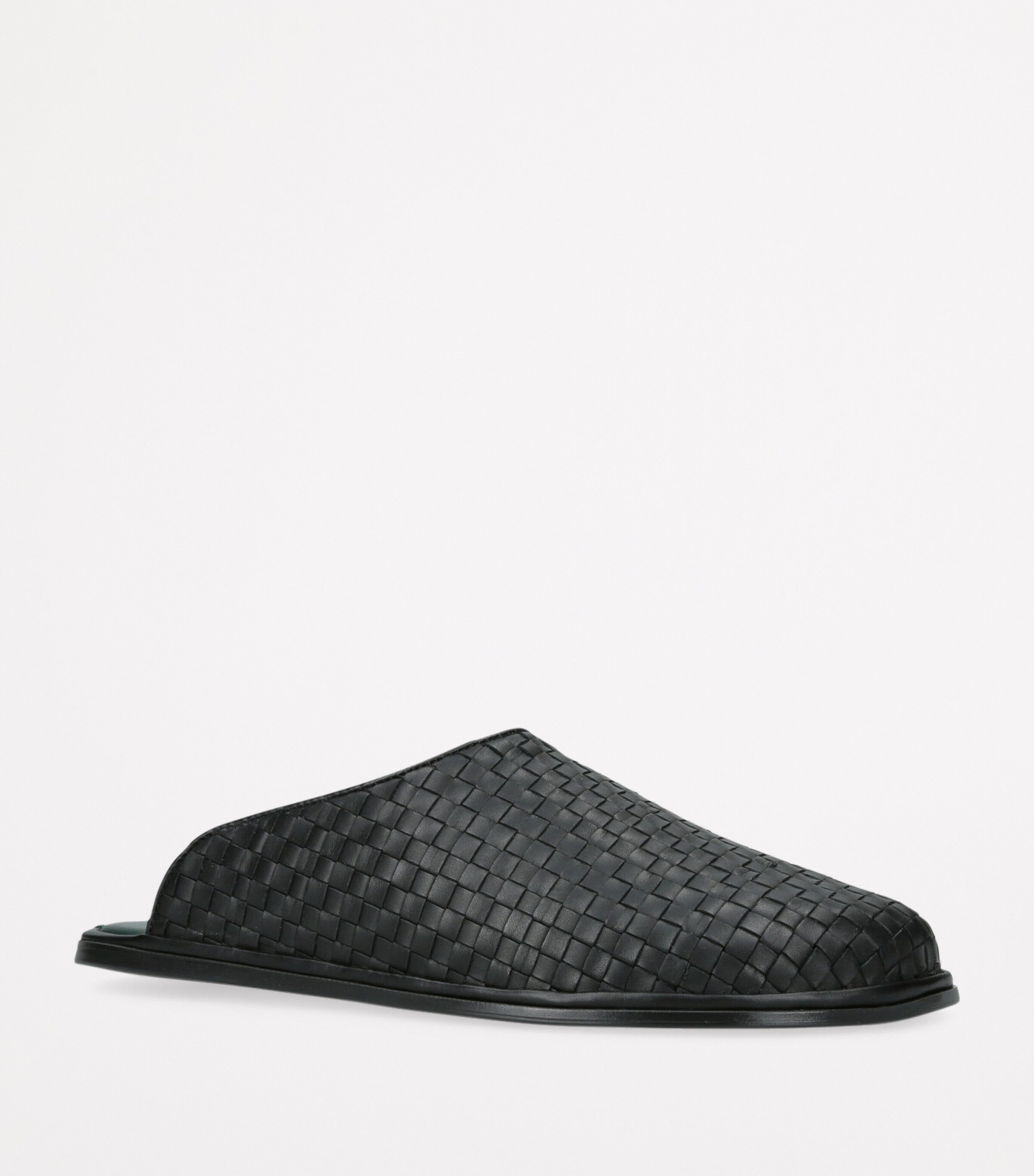 Brotini Leather Woven Mules Black Image 3