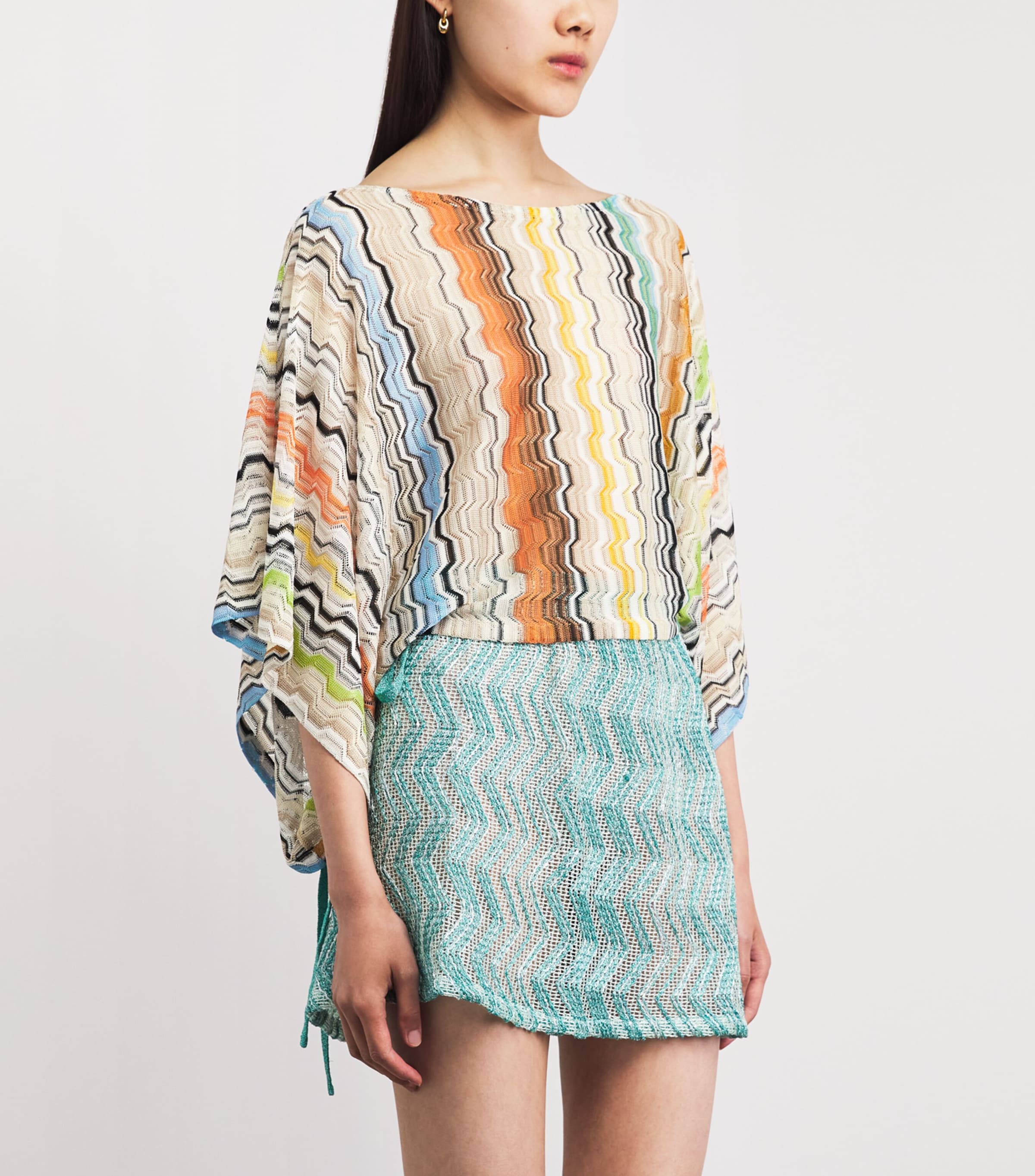 Missoni Womens Cropped Zigzag Blouse Smsnp Multicolor Image 4