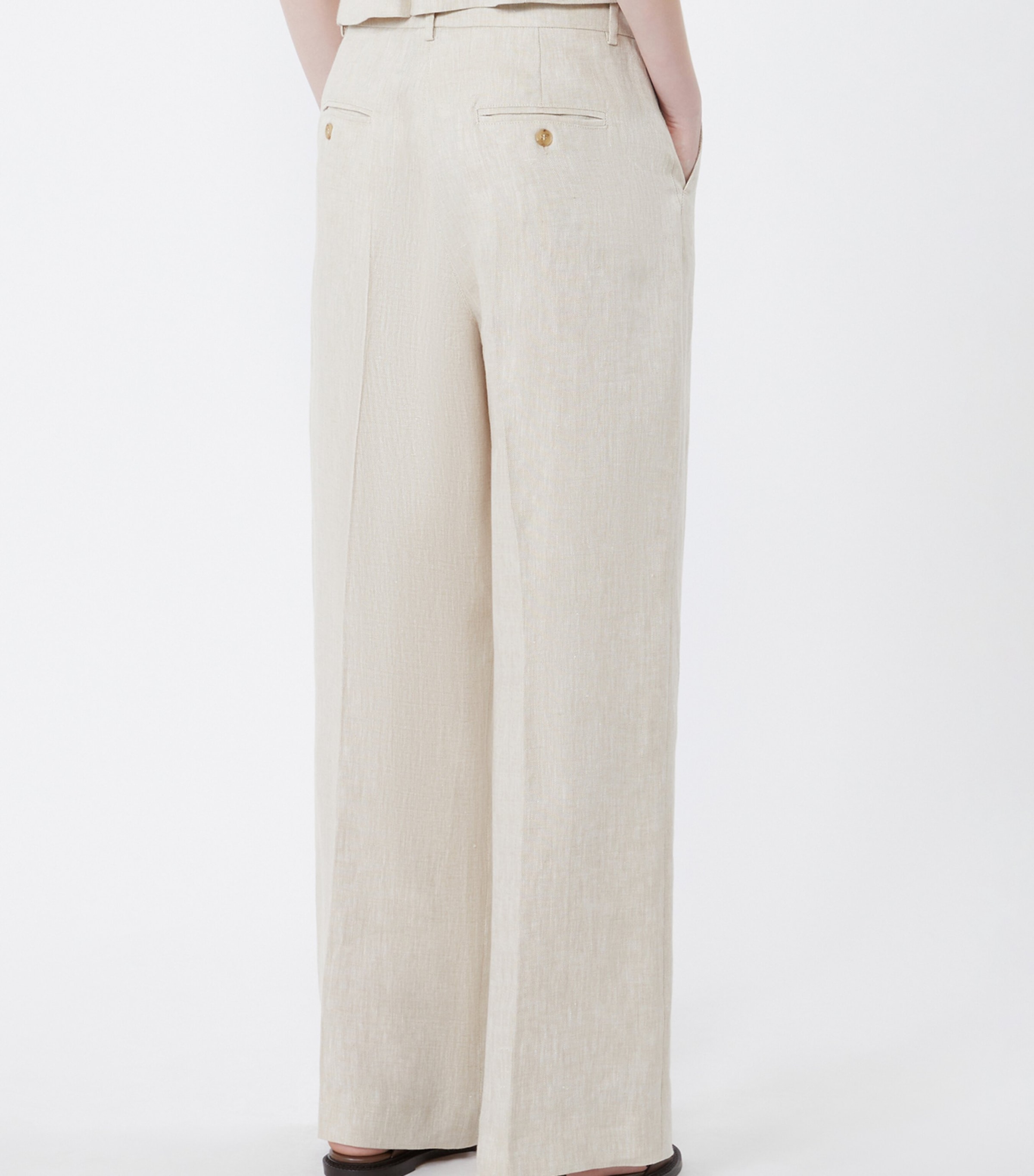 Weekend Max Mara Womens Linen Wide-Leg Trousers Ecru Image 4