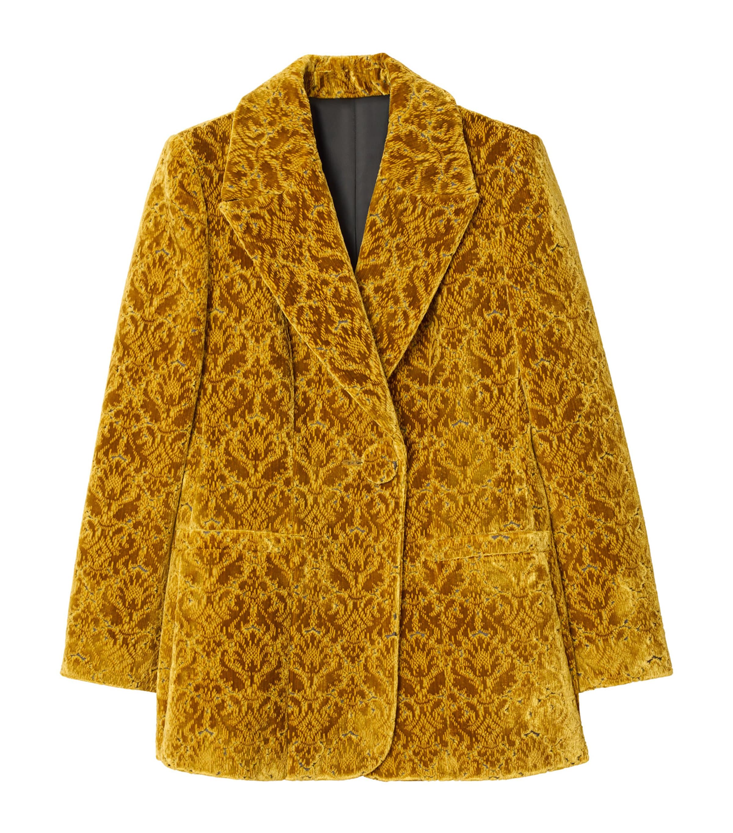 Burberry Velvet Jacquard Blazer In Yellow