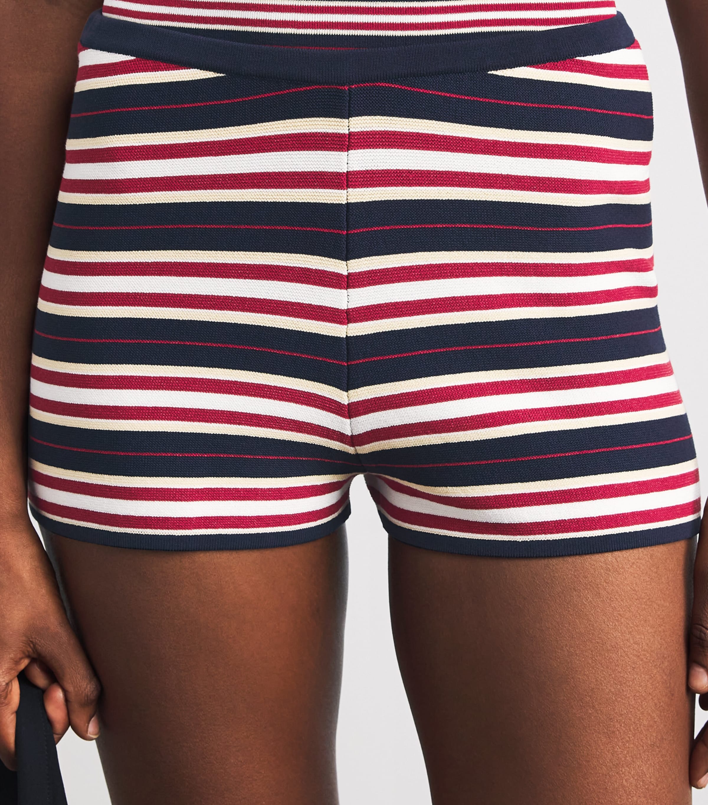Faithfull The Brand Womens Knitted Playa Shorts Cila Stripe Navy Image 3