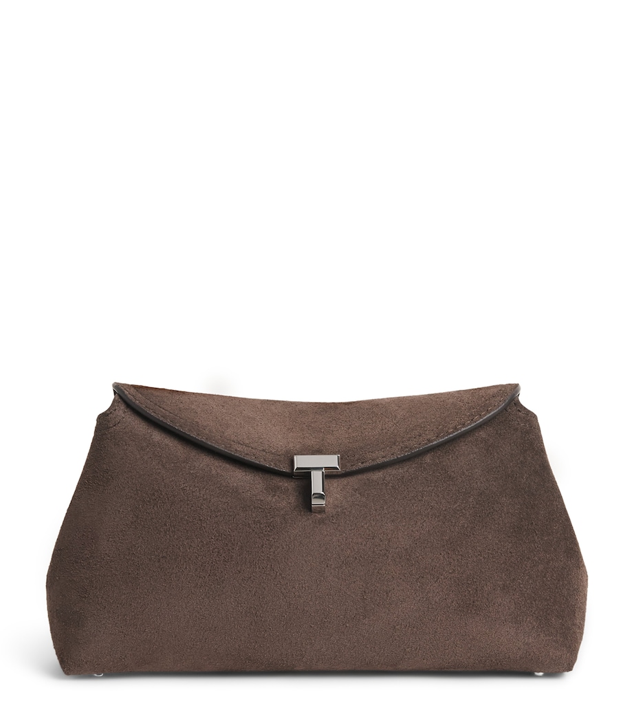 Toteme Suede T-Lock Clutch Bag Brown Image 1
