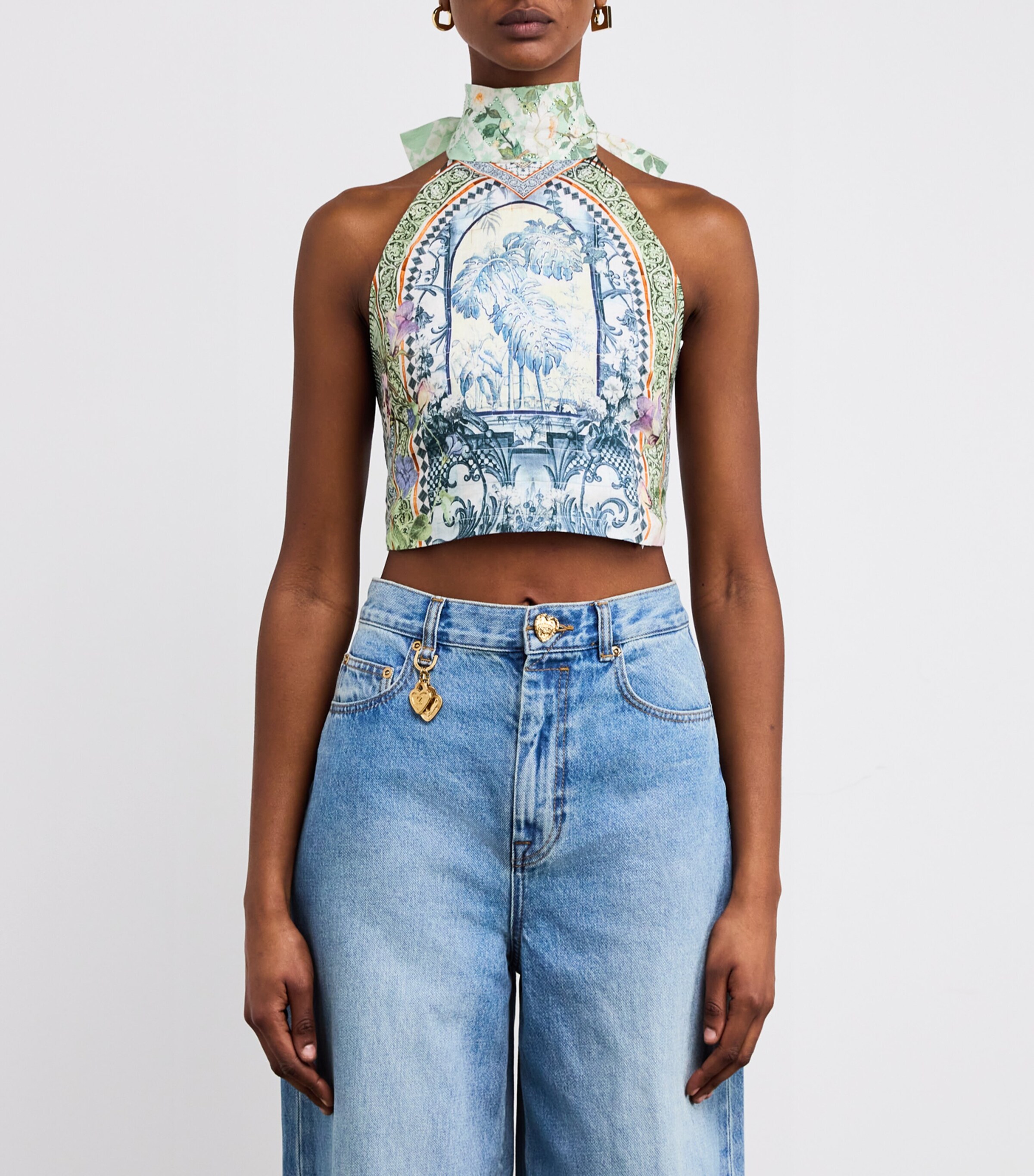 Linen Jardim Party Halterneck Top JARDPART Image 3