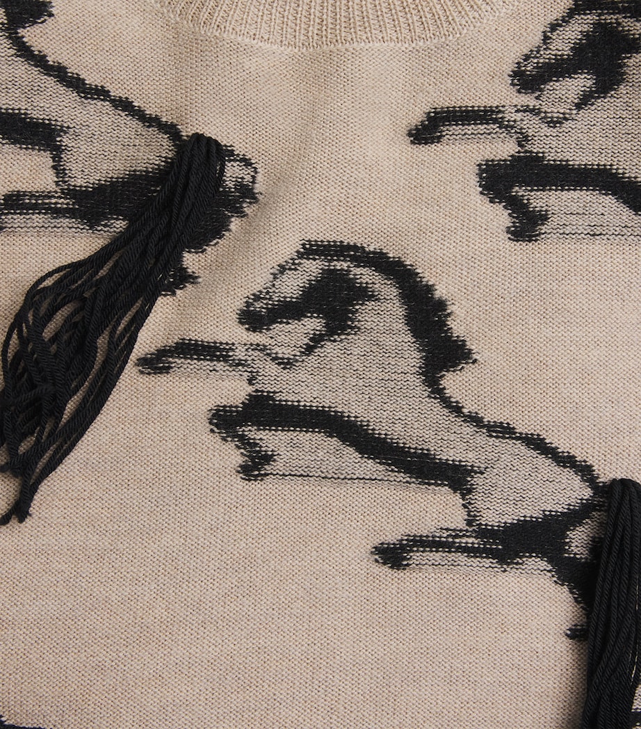 Stella McCartney Womens Virgin Wool Embroidered Horse Sweater Mist Grey/black Image 6