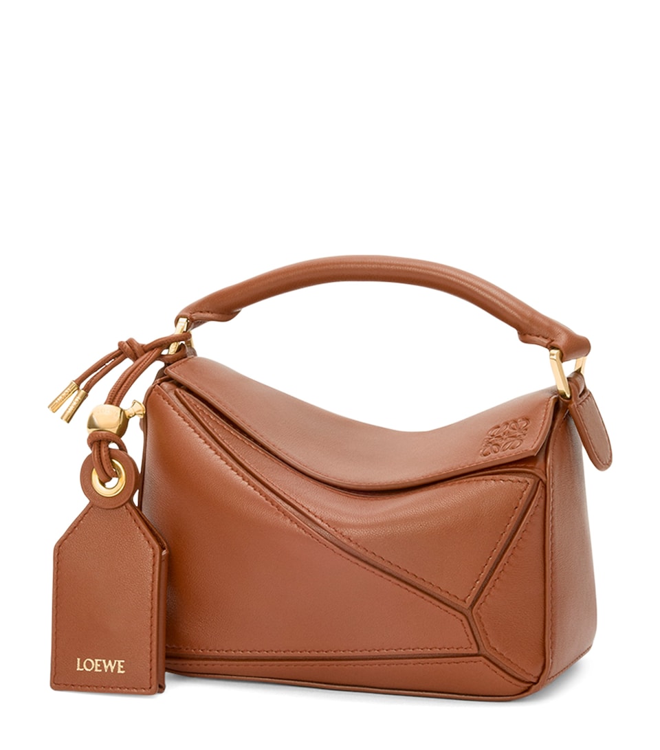 LOEWE Mini Leather Puzzle Top-Handle Bag Pecan