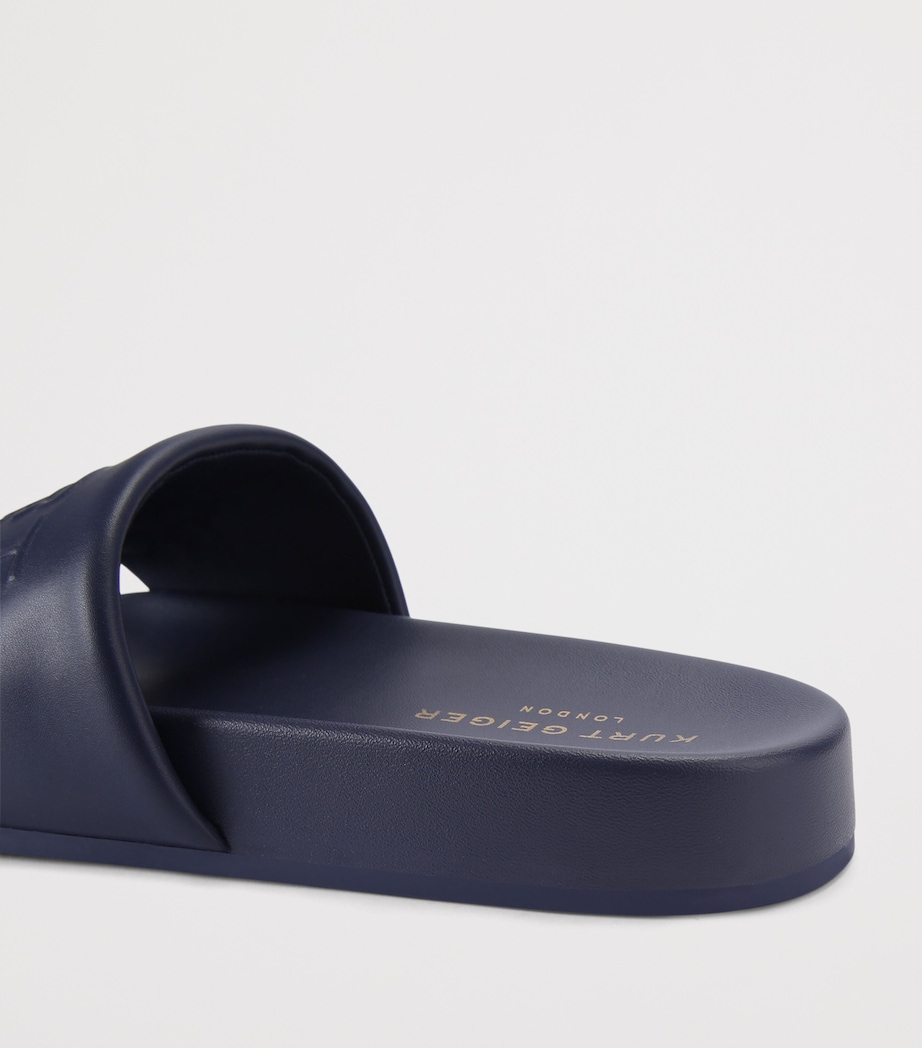 Kurt Geiger London Faux Leather Stacked Slides Navy Image 3