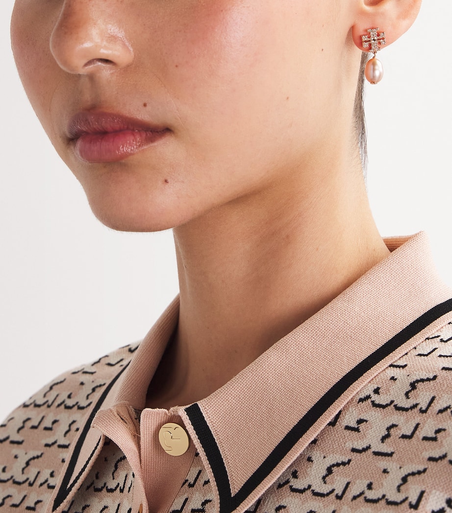 Tory Burch Kira Pavé Pearl Drop Earrings Rose Gold / Pearl Image 2