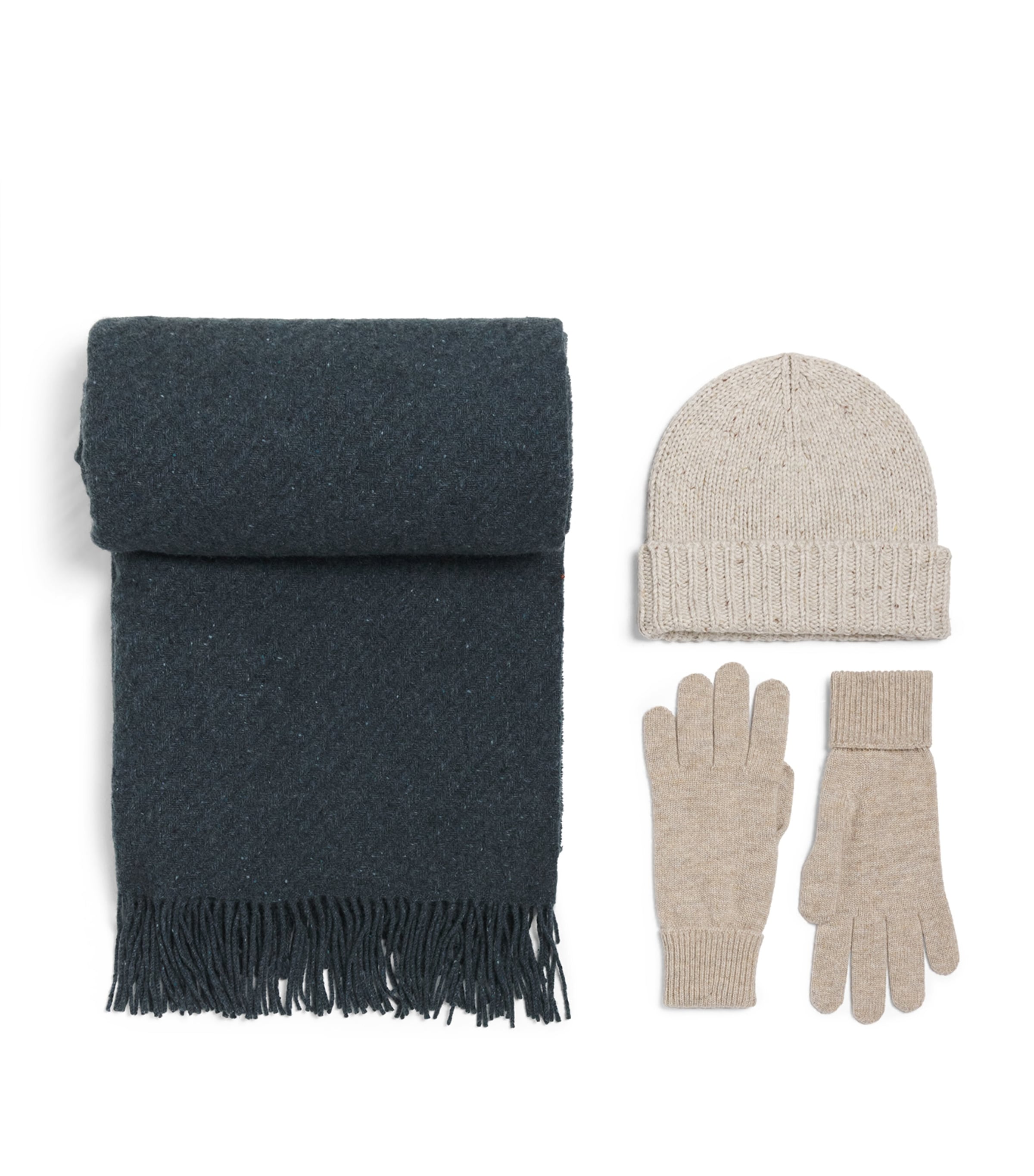 Johnstons Of Elgin Cashmere Hat, Scarf and Gloves Gift Set Shore Grey Image 1