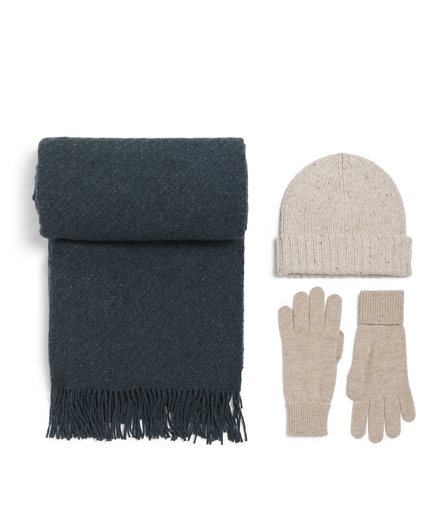 Johnstons Of Elgin Cashmere Hat, Scarf and Gloves Gift Set Shore Grey Image 1