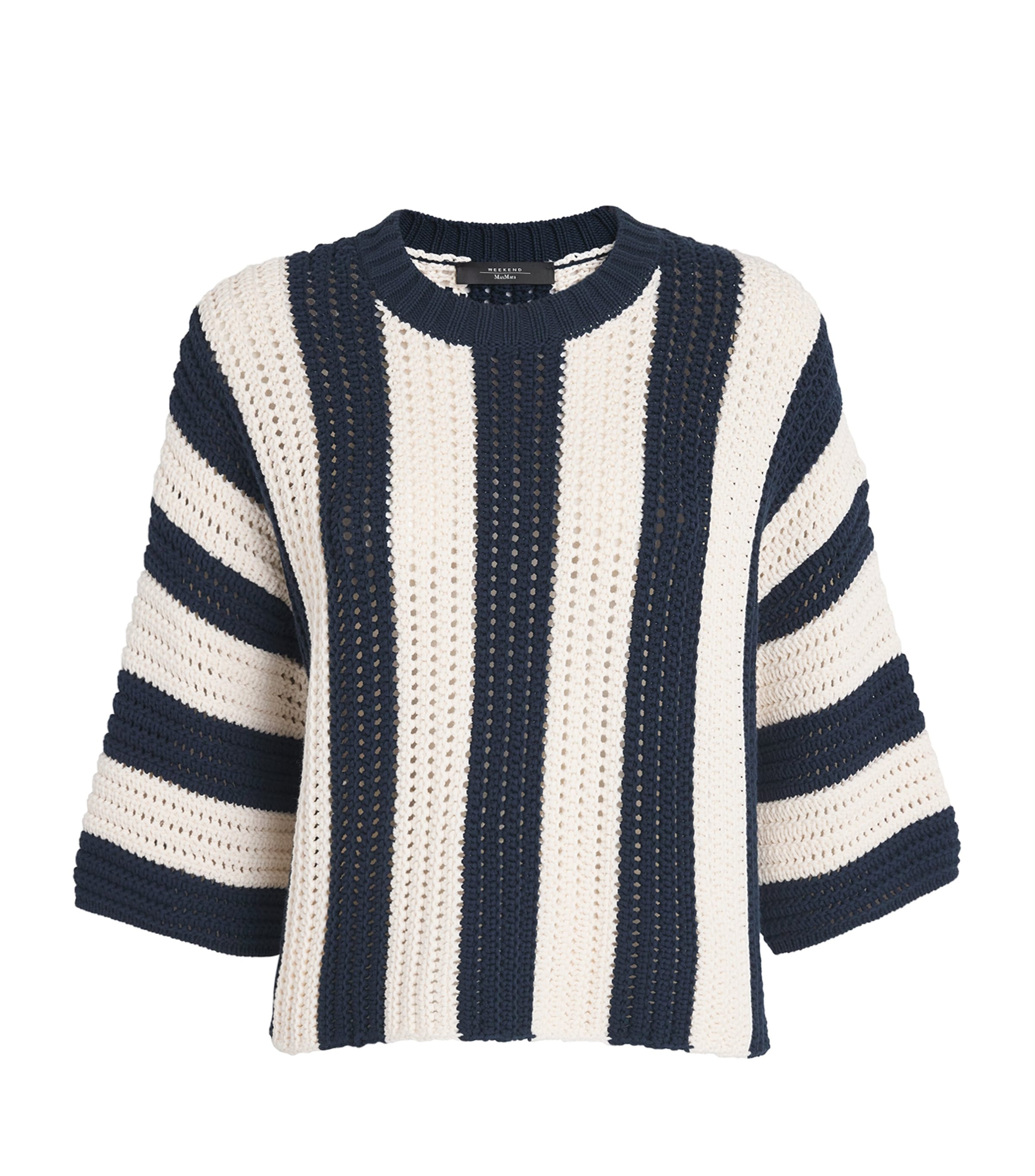 Cotton-Blend Striped Sweater NAVY Image 1