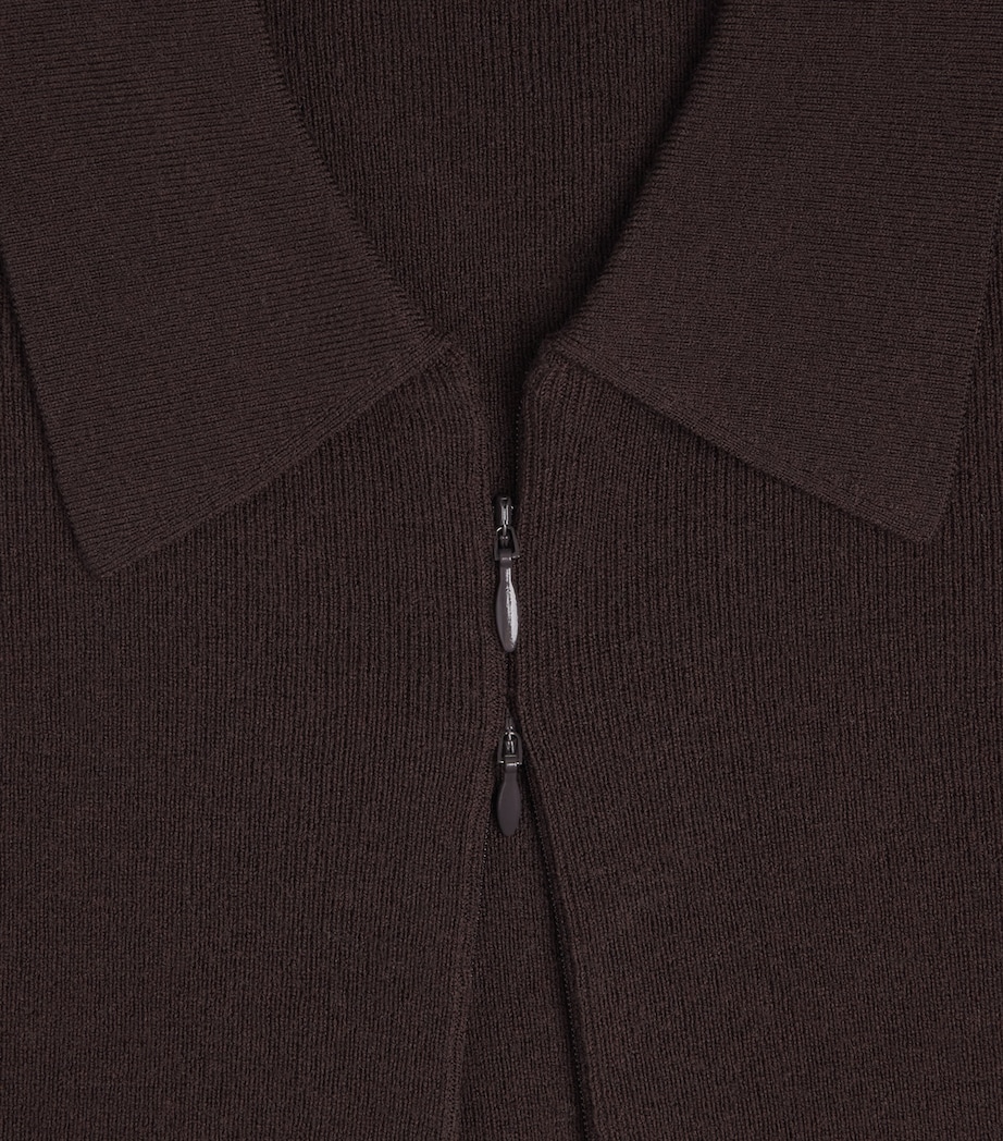 ME+EM Womens Wool-Blend Zip-Up T-Shirt Cocoa Brown Image 6