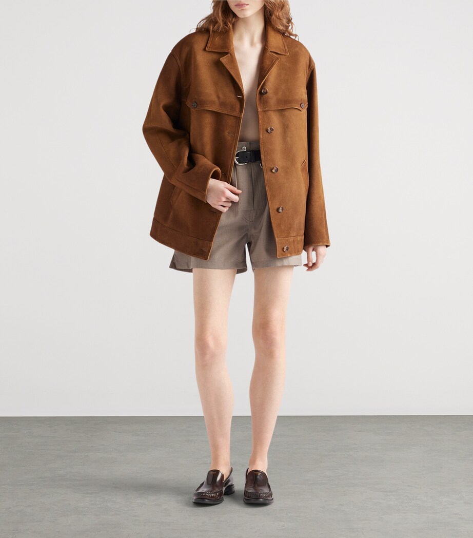 Prada Womens Lambskin Suede Jacket Image 2