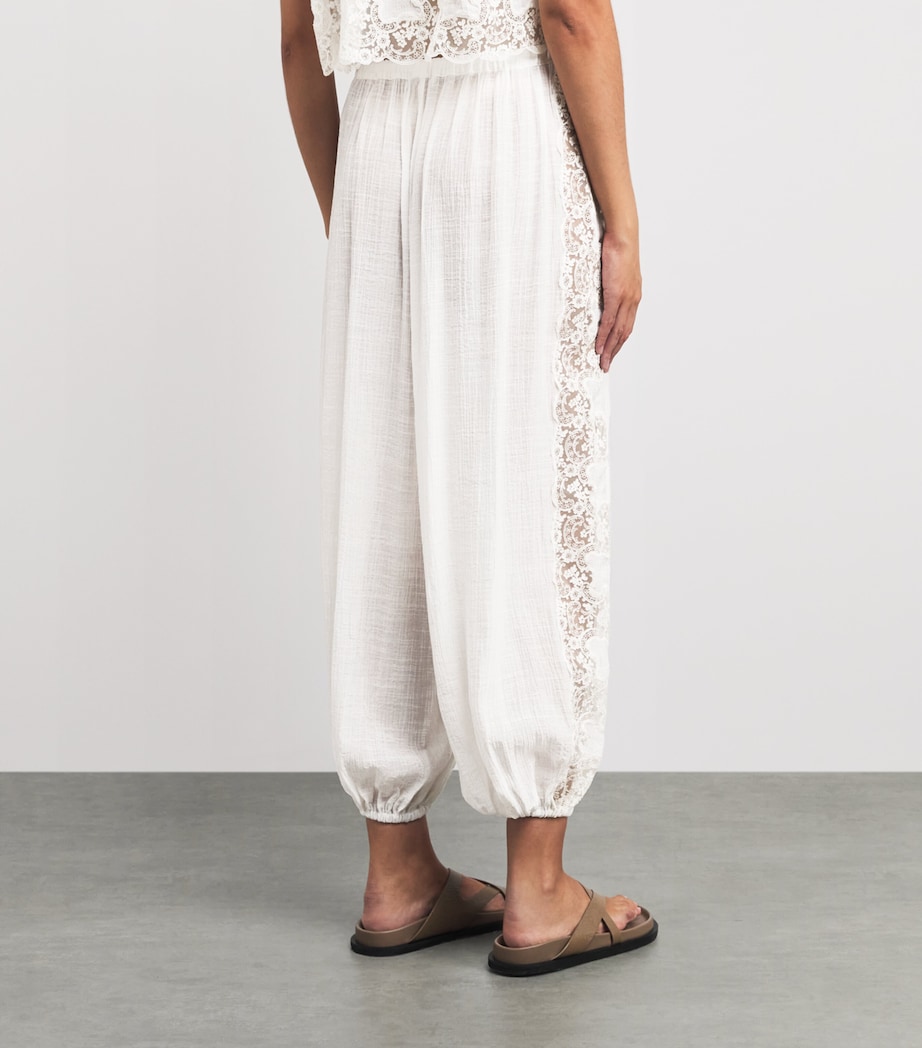 Sandro Paris Womens Crinkled Crepon Trousers White Image 5