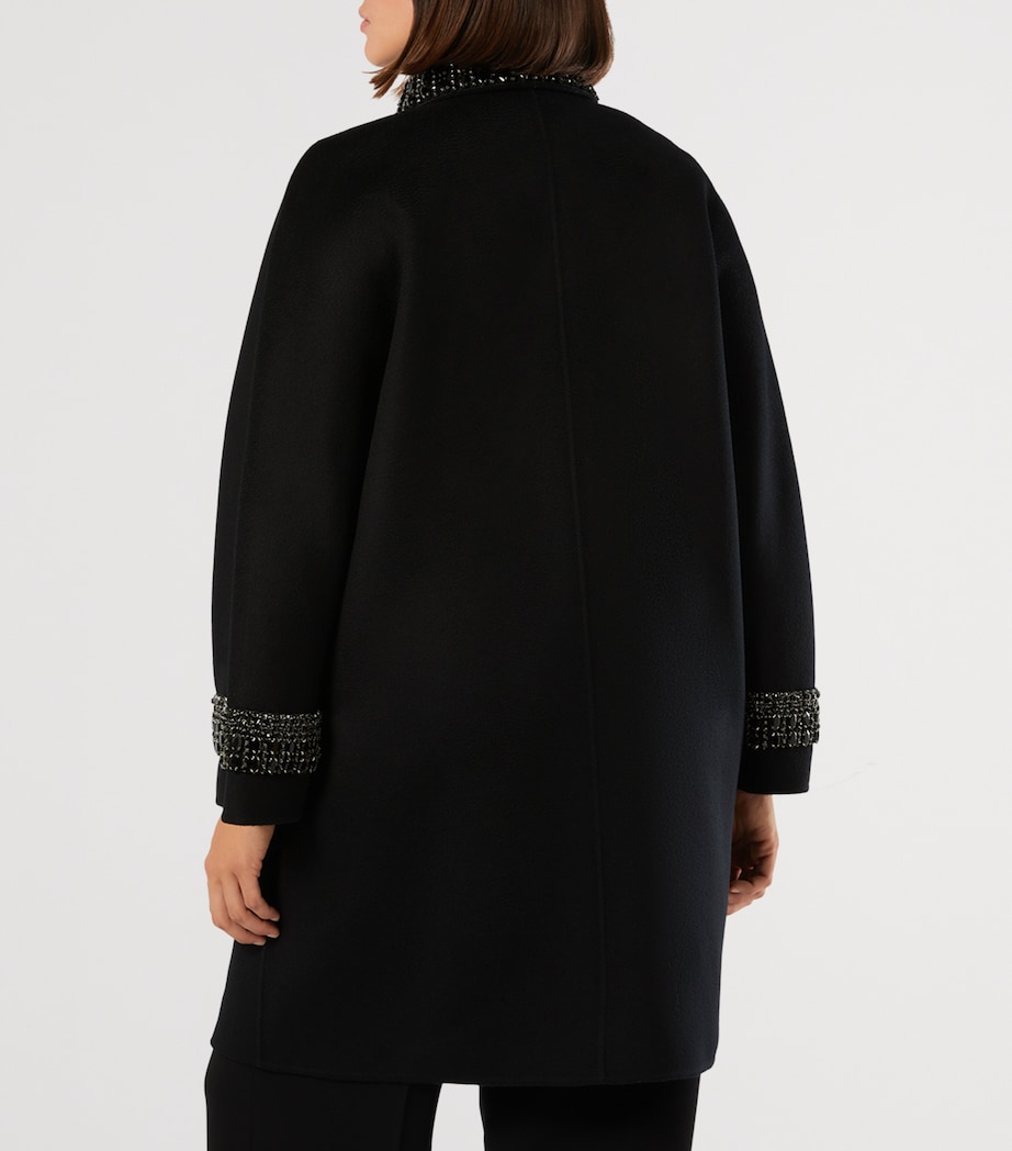 Virgin Wool Sparkling-Detail Coat BLACK Image 3