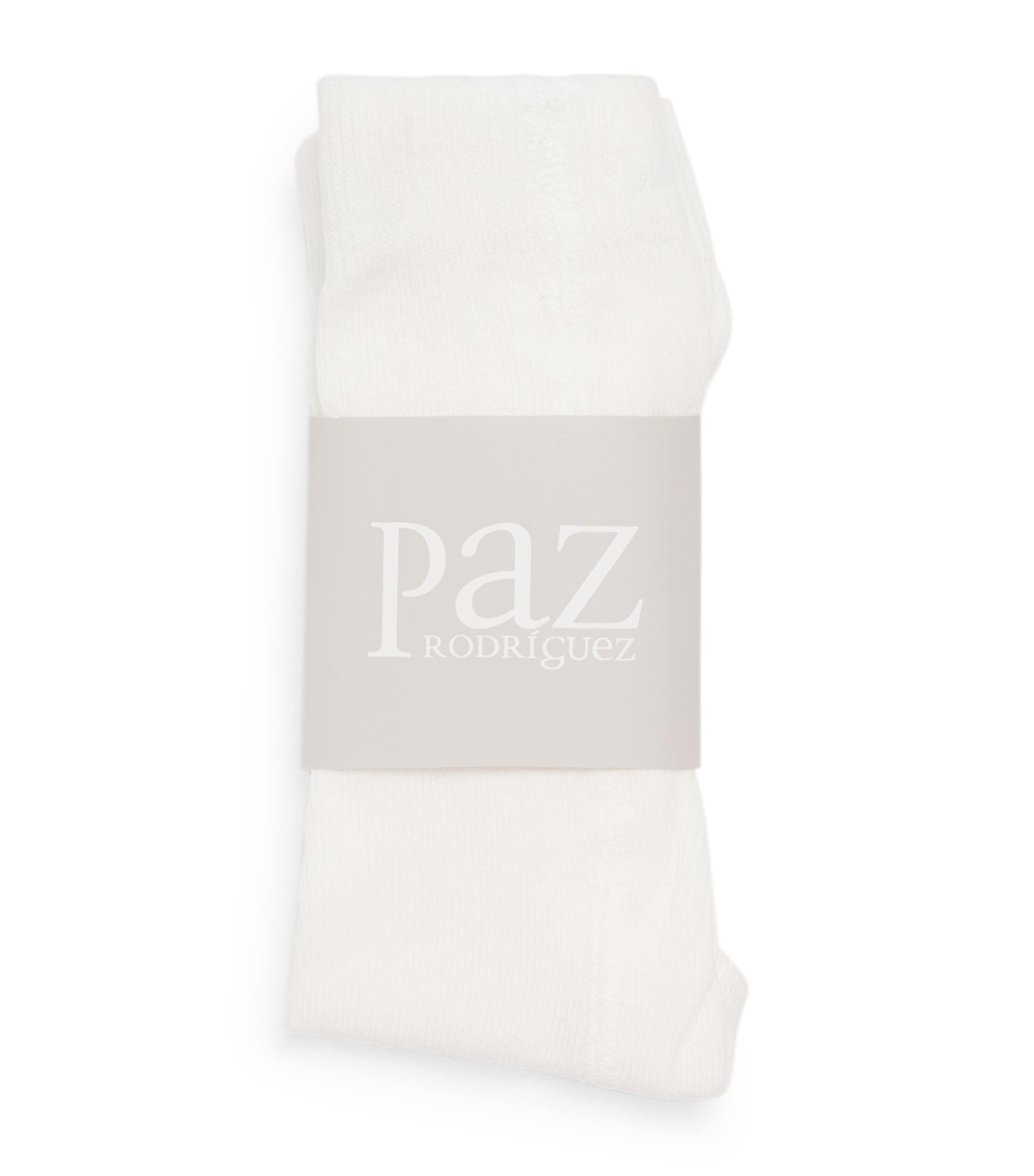 Paz Rodriguez Cotton Tights (1-24 Months) Cream Image 1