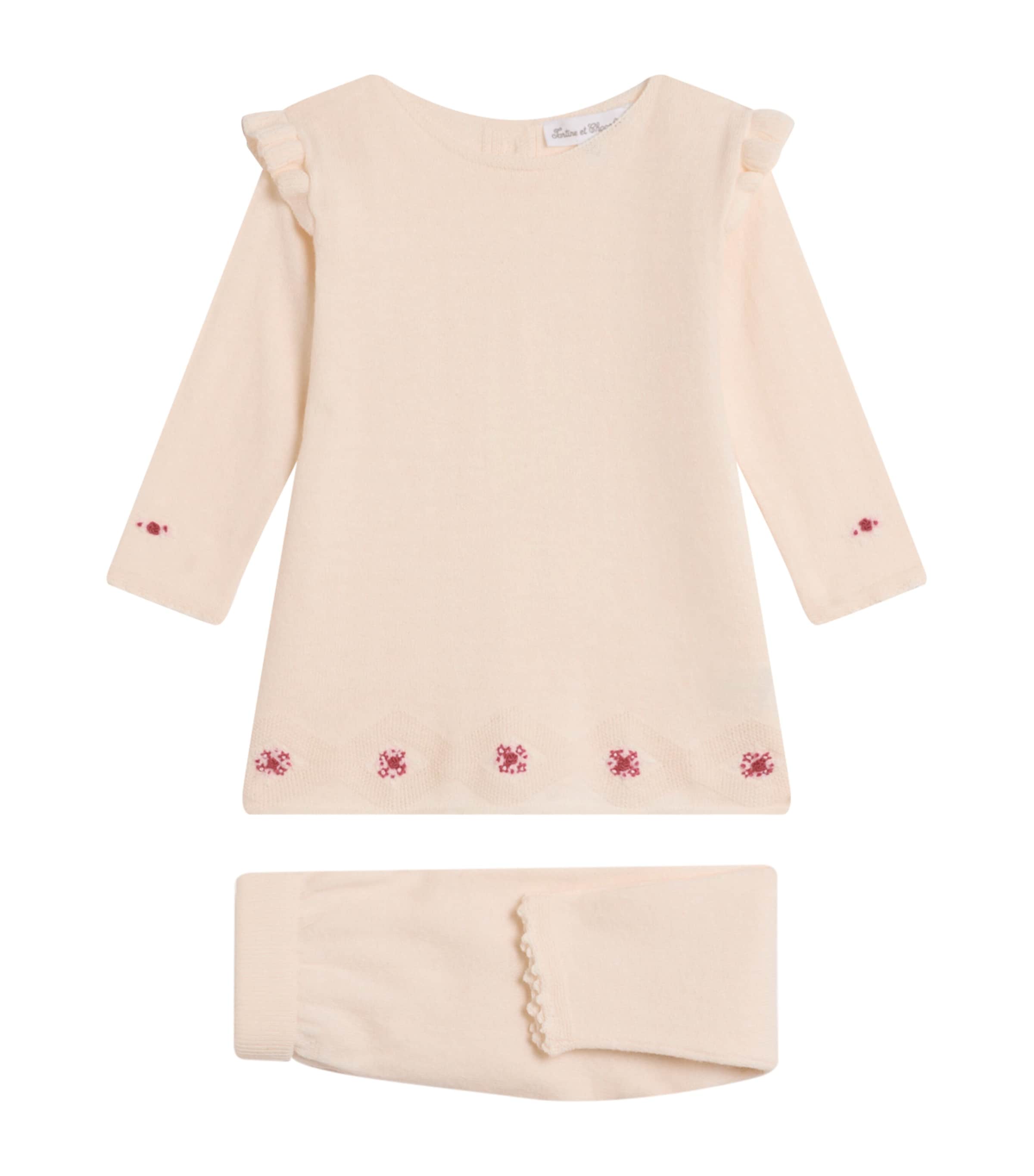 Tartine Et Chocolat Kids' Cotton-wool-cashmere Top And Leggings Set In Nude
