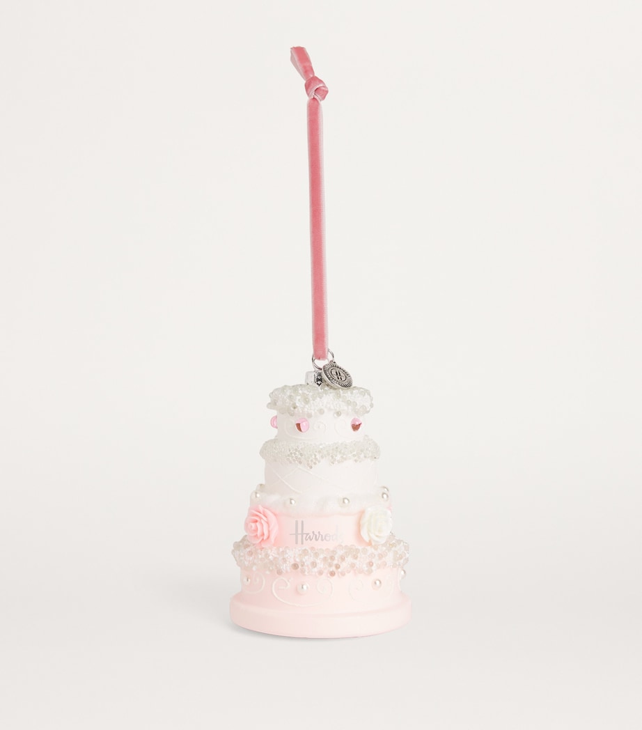 Glass Birthday Cake Tree Decoration MULTI Image 2