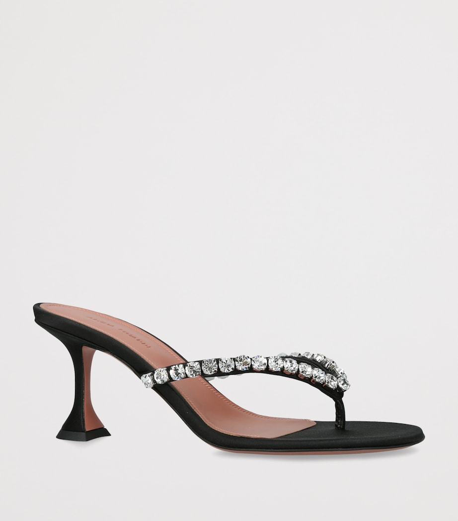 Amina Muaddi Satin Crystal-Embellished Gigi Heeled Sandals 70 Black Image 3