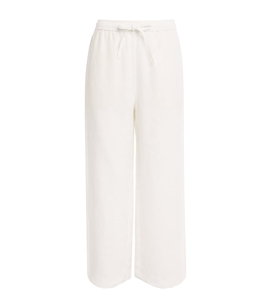 Linen Drawstring Trousers WHITE Image 1
