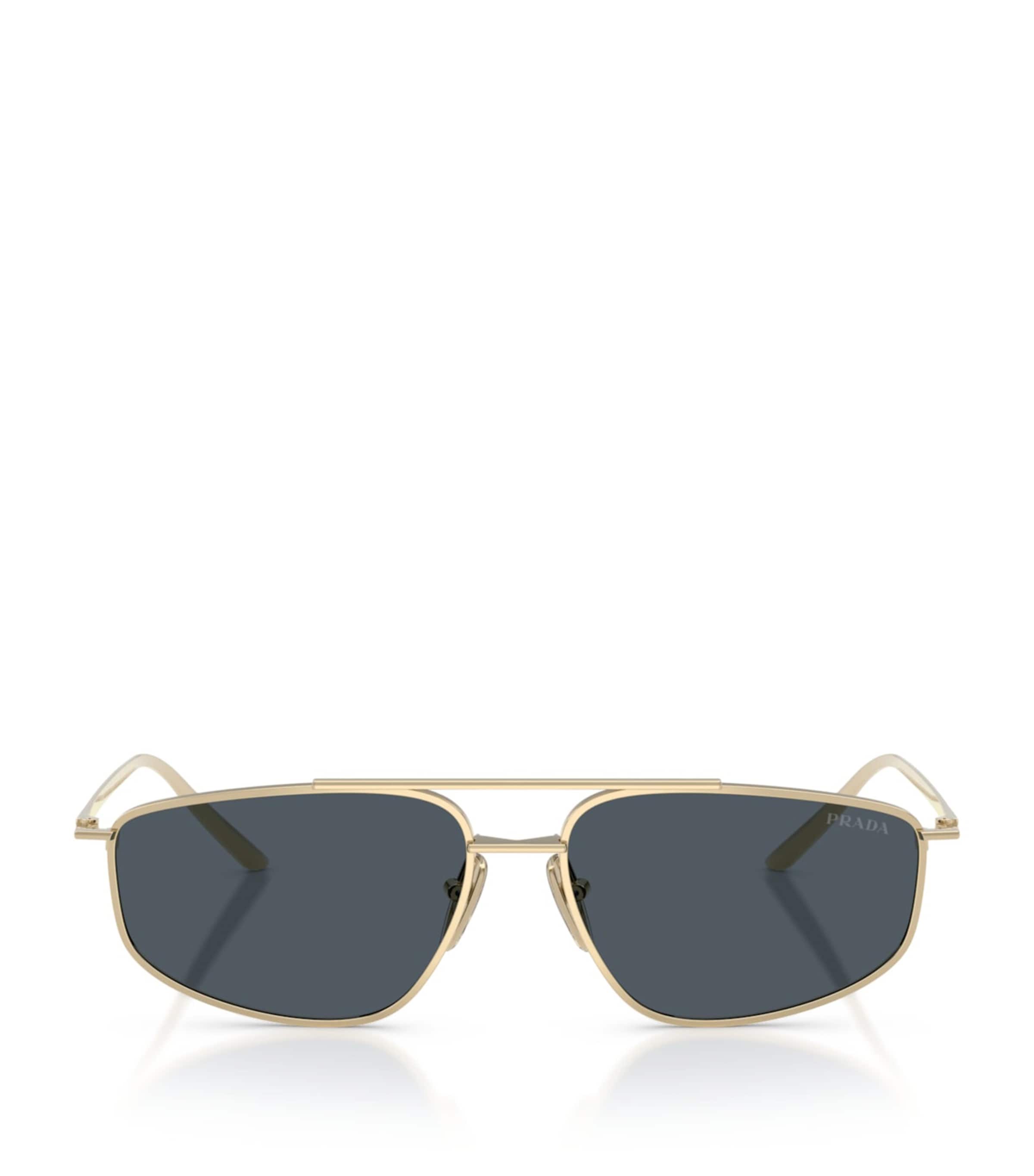 Prada Metal Rectangular Sunglasses Gold Image 1