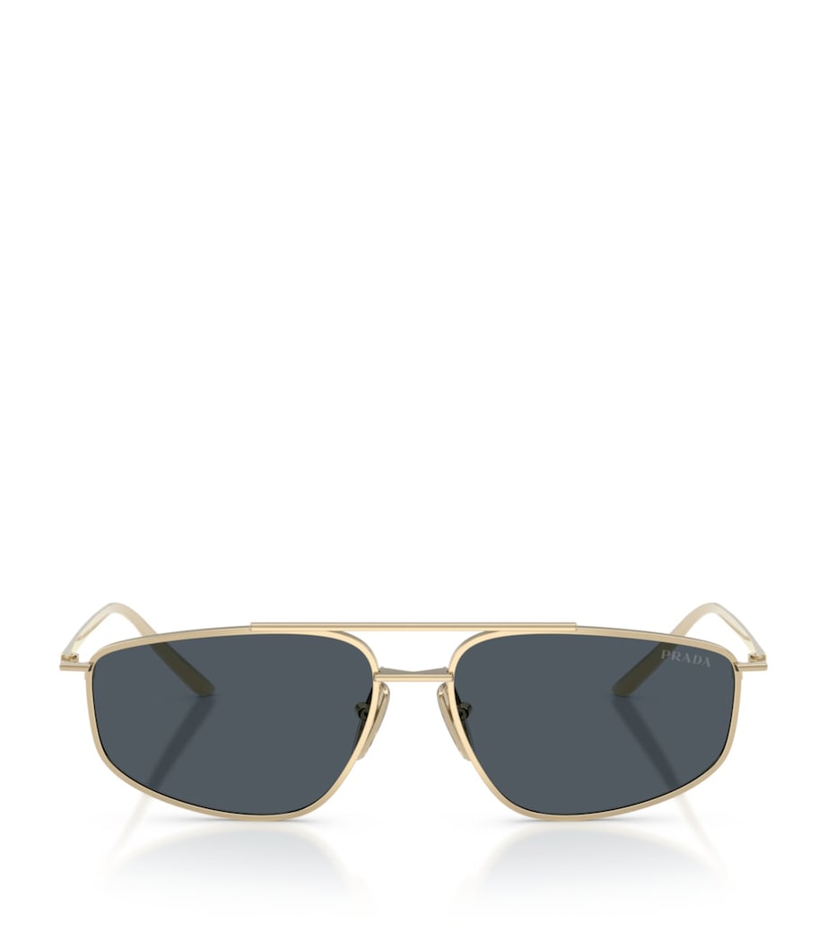Prada Metal Rectangular Sunglasses Gold Image 1