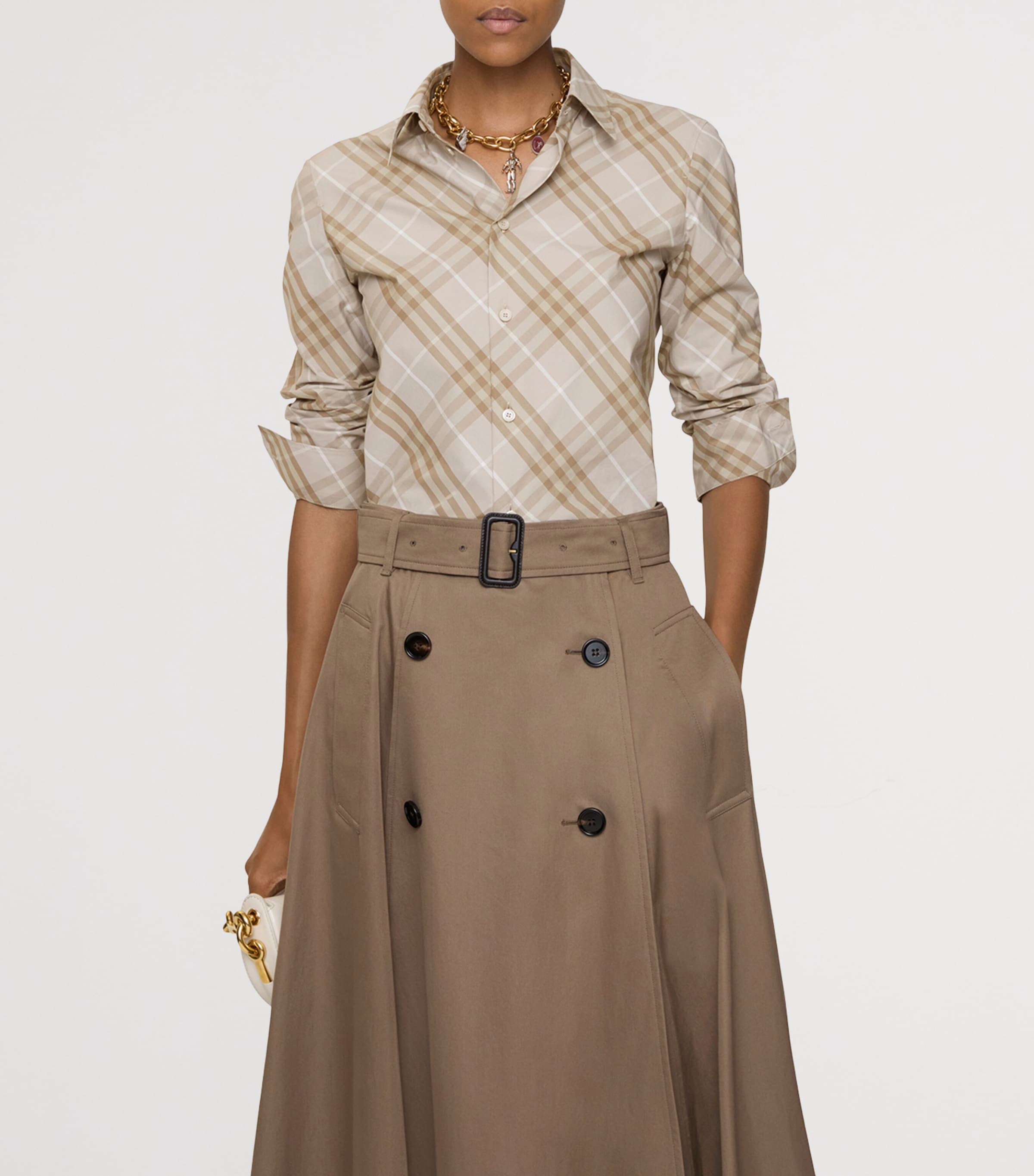 Cotton Slim Check Shirt STONE GREY IP CHECK Image 2