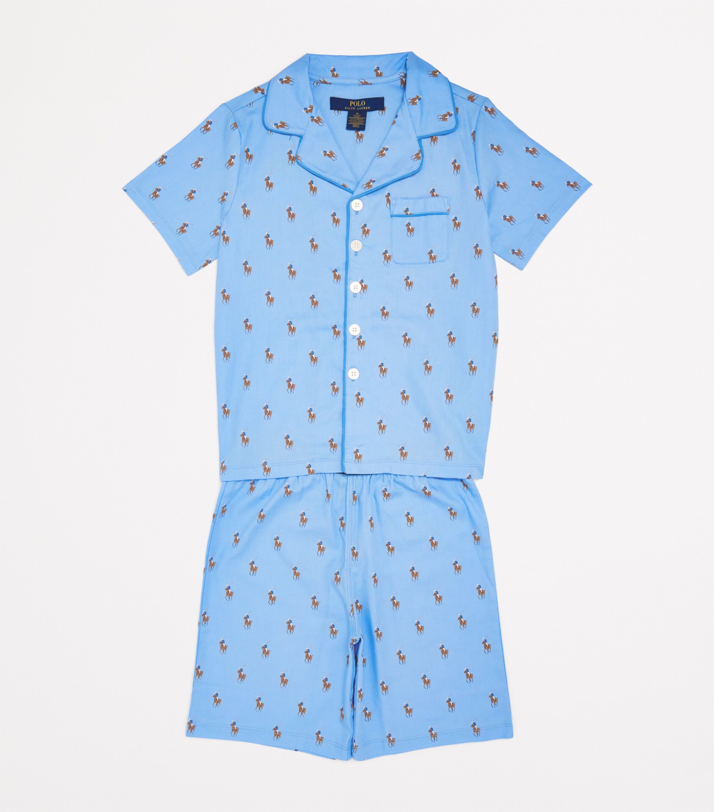 Ralph Lauren Kids Cotton Polo Pony Pyjama Set (8-16 Years) Elite Blue Image 3