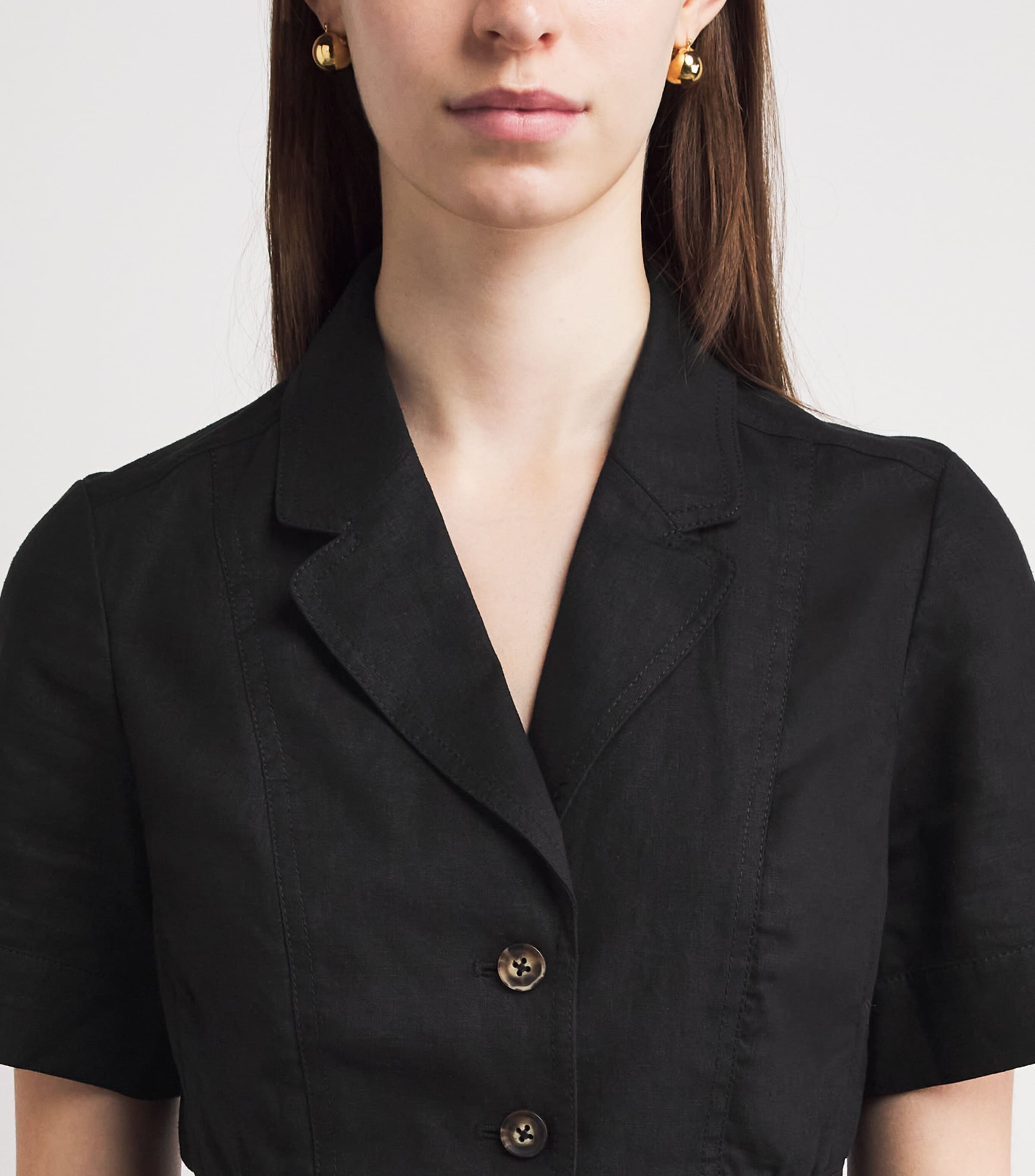 ME+EM Womens Linen-Blend Soft Sculpt Top Black Image 3