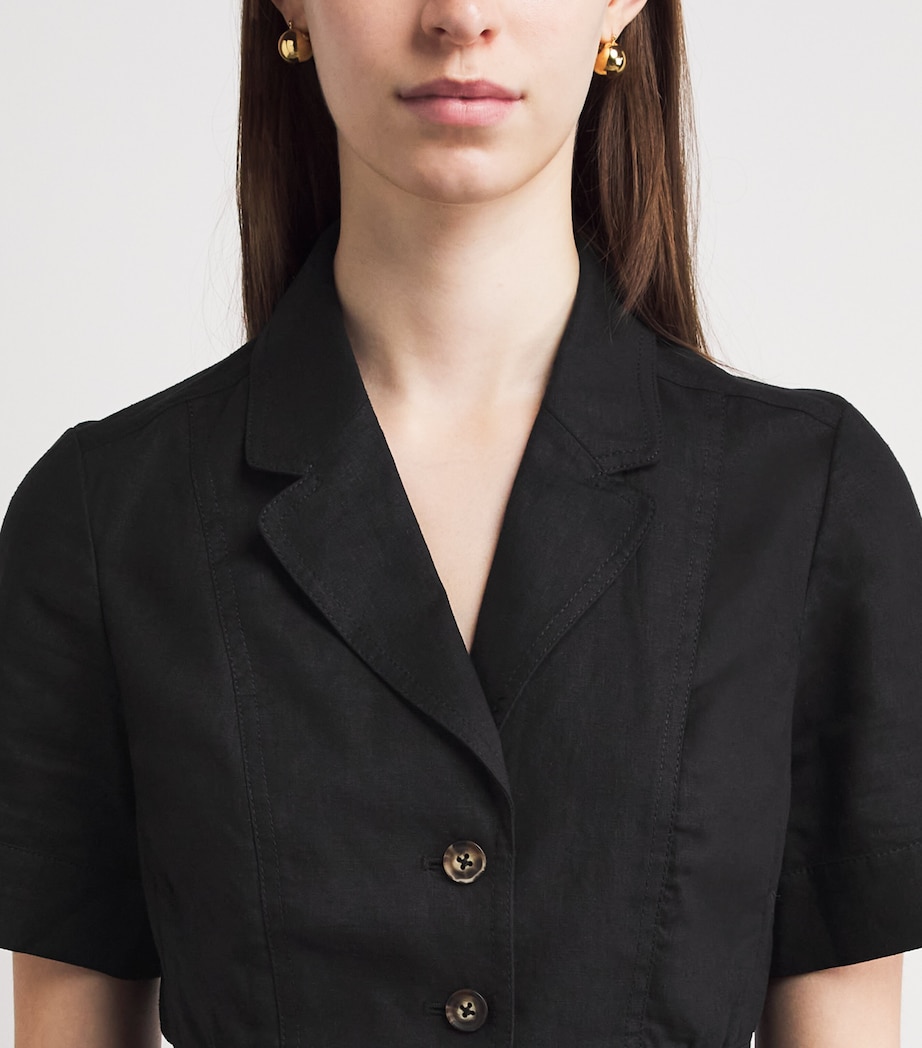 ME+EM Womens Linen-Blend Soft Sculpt Top Black Image 3