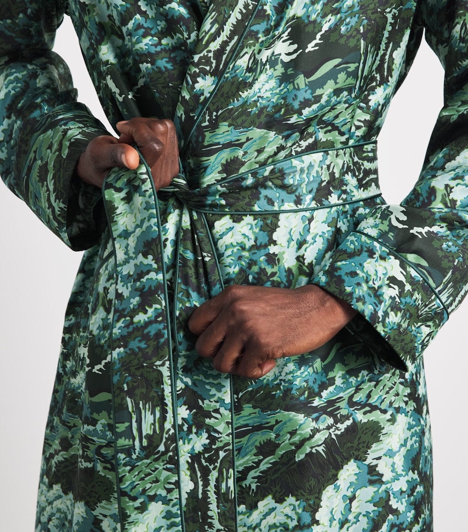Olivia von Halle Mens Silk Twill Forest Mescal Robe Linden Image 5