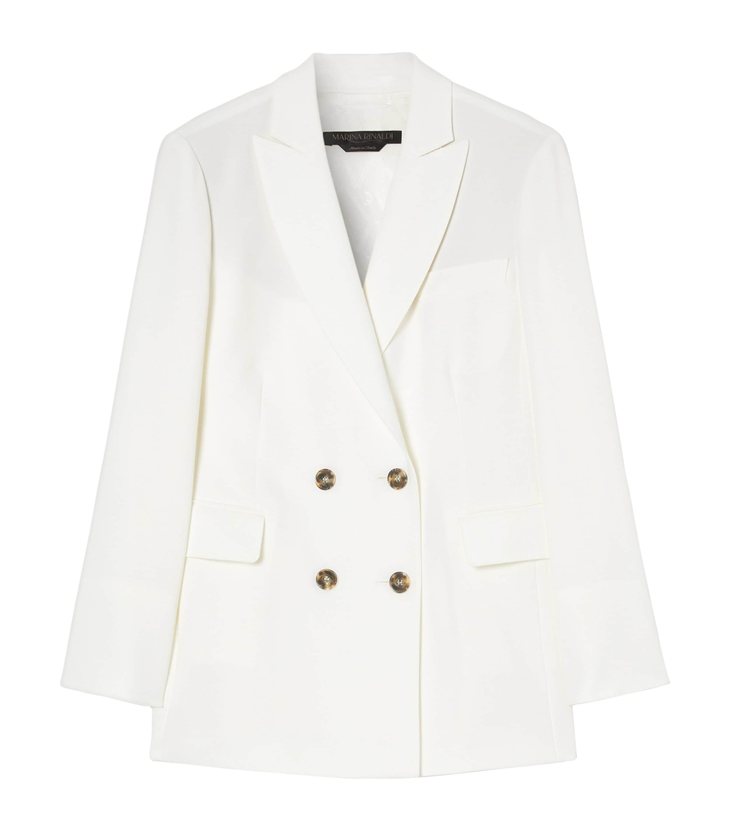 Marina Rinaldi Double-breasted Fox Blazer In White