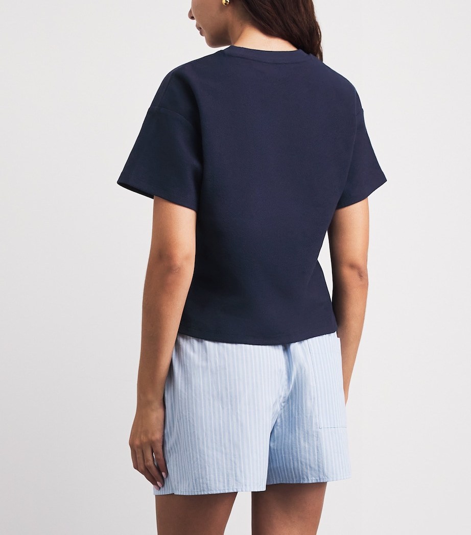 Claudie Pierlot Womens Cotton Logo-Embroidered T-Shirt Navy Image 5