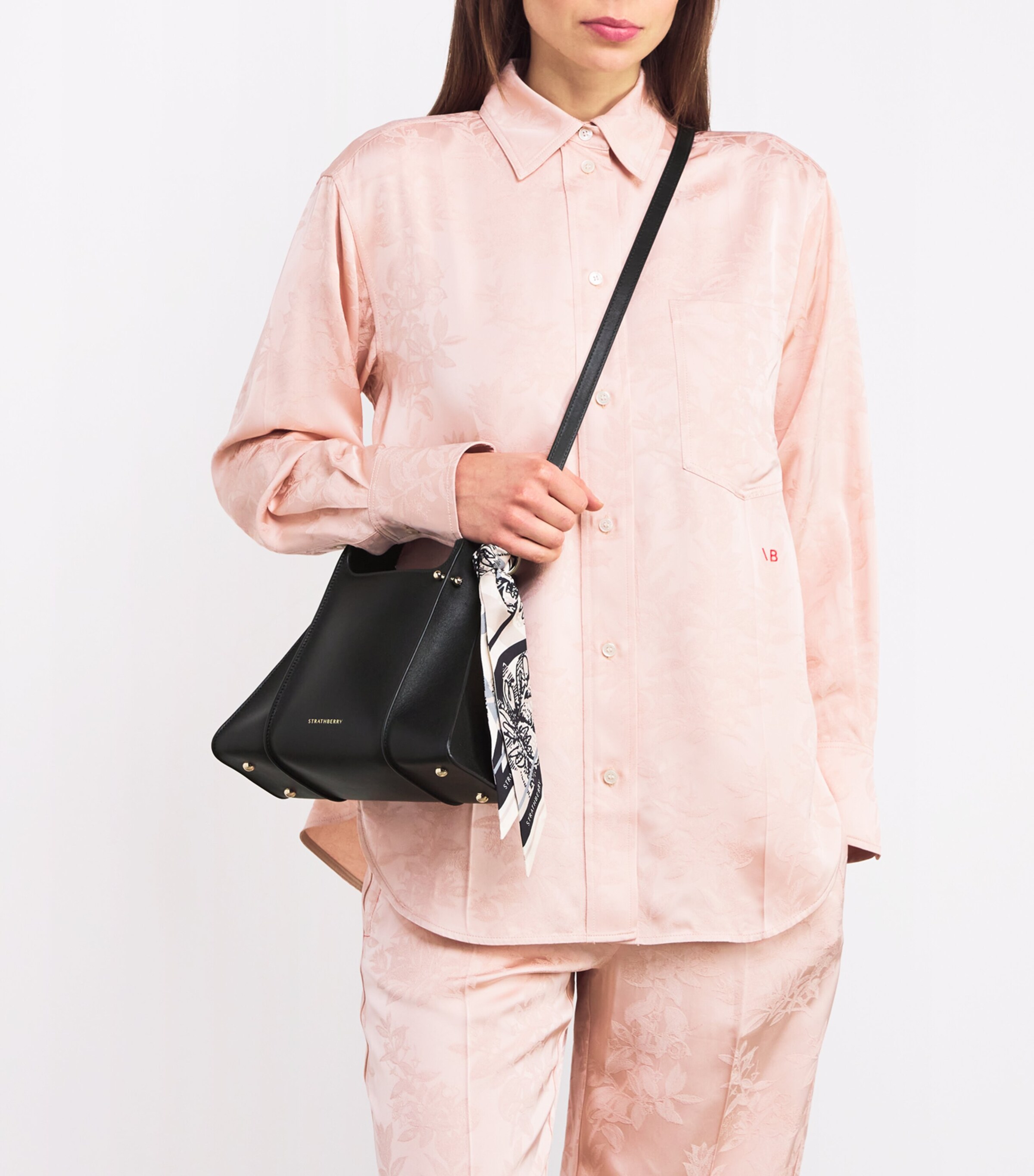 Strathberry Leather Arkshell Top-Handle Bag Black Image 2