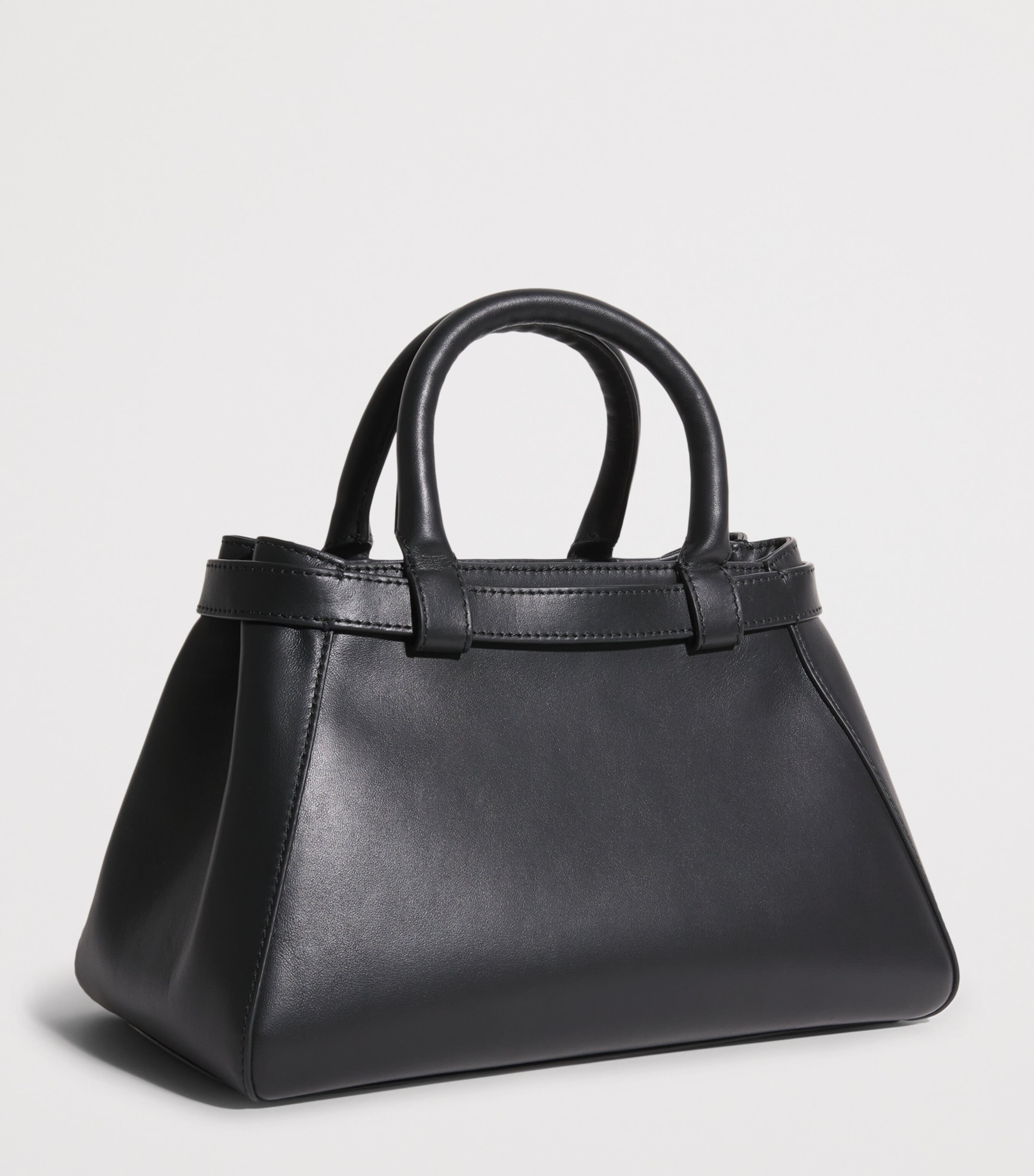 Harrods Small Leather Grace Top-Handle Bag Black Image 3