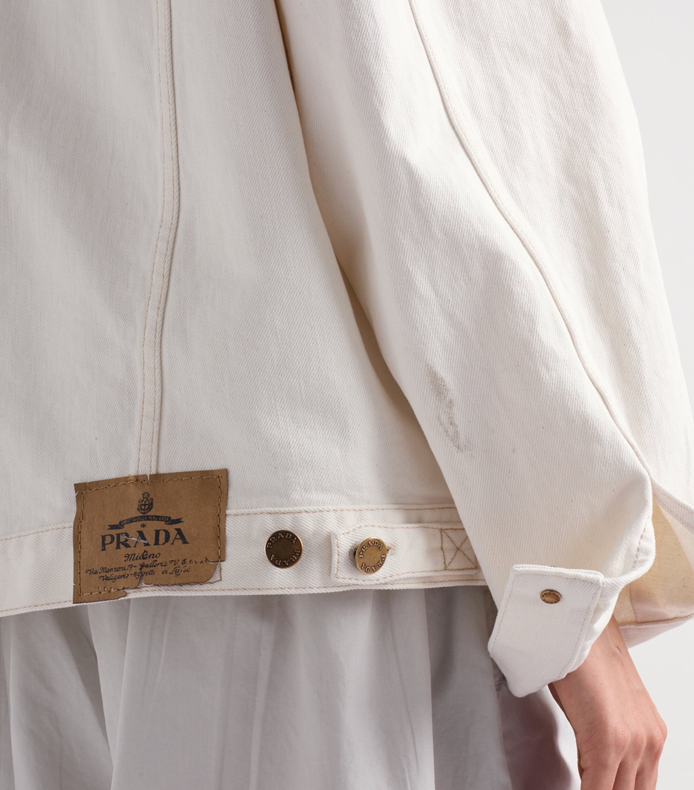 Prada Womens Blouson Denim Jacket White Image 6