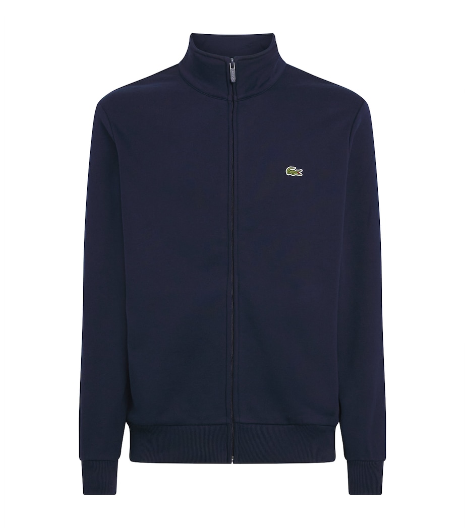 Lacoste Mens Fleece Zip-Up Sweatshirt Navy Blue Image 1