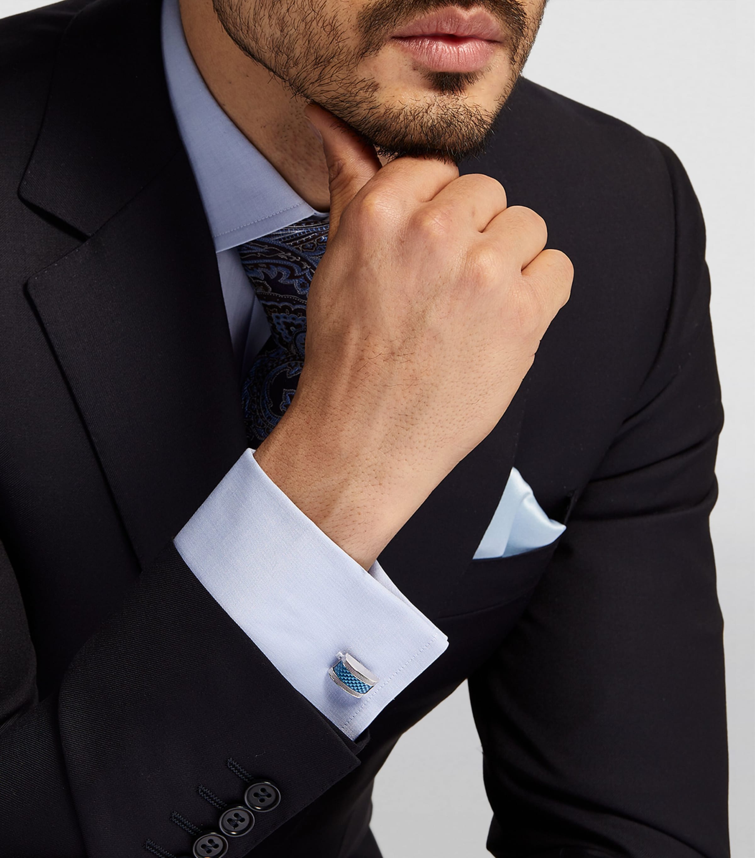 Palladium-Plated D-Shaped Cufflinks SILVER Image 5