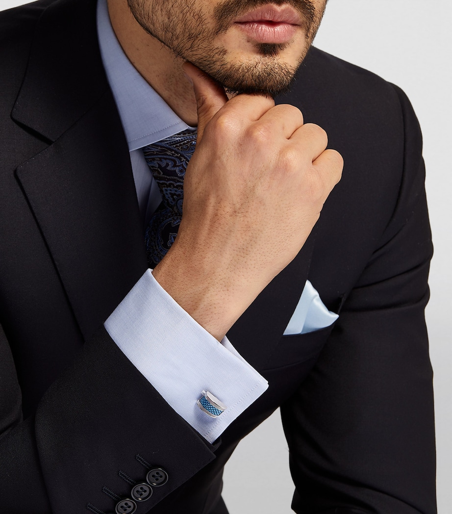 Palladium-Plated D-Shaped Cufflinks SILVER Image 5