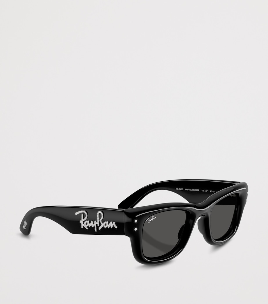 Ray-Ban Puffer Crystal Edition Wayfarer Sunglasses Black Image 6