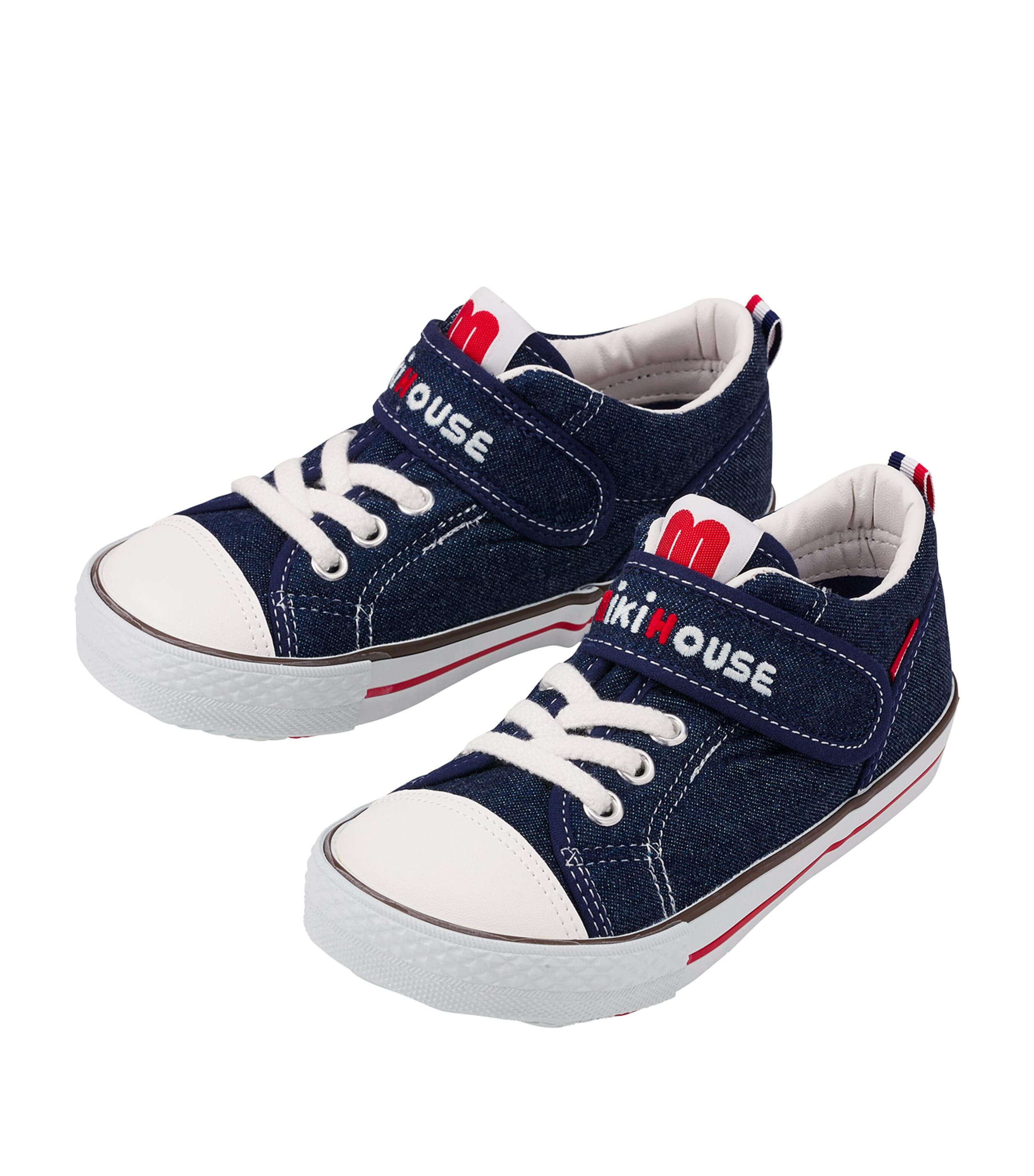 Miki House Kids' Logo-embroidered High-top Sneakers In Navy