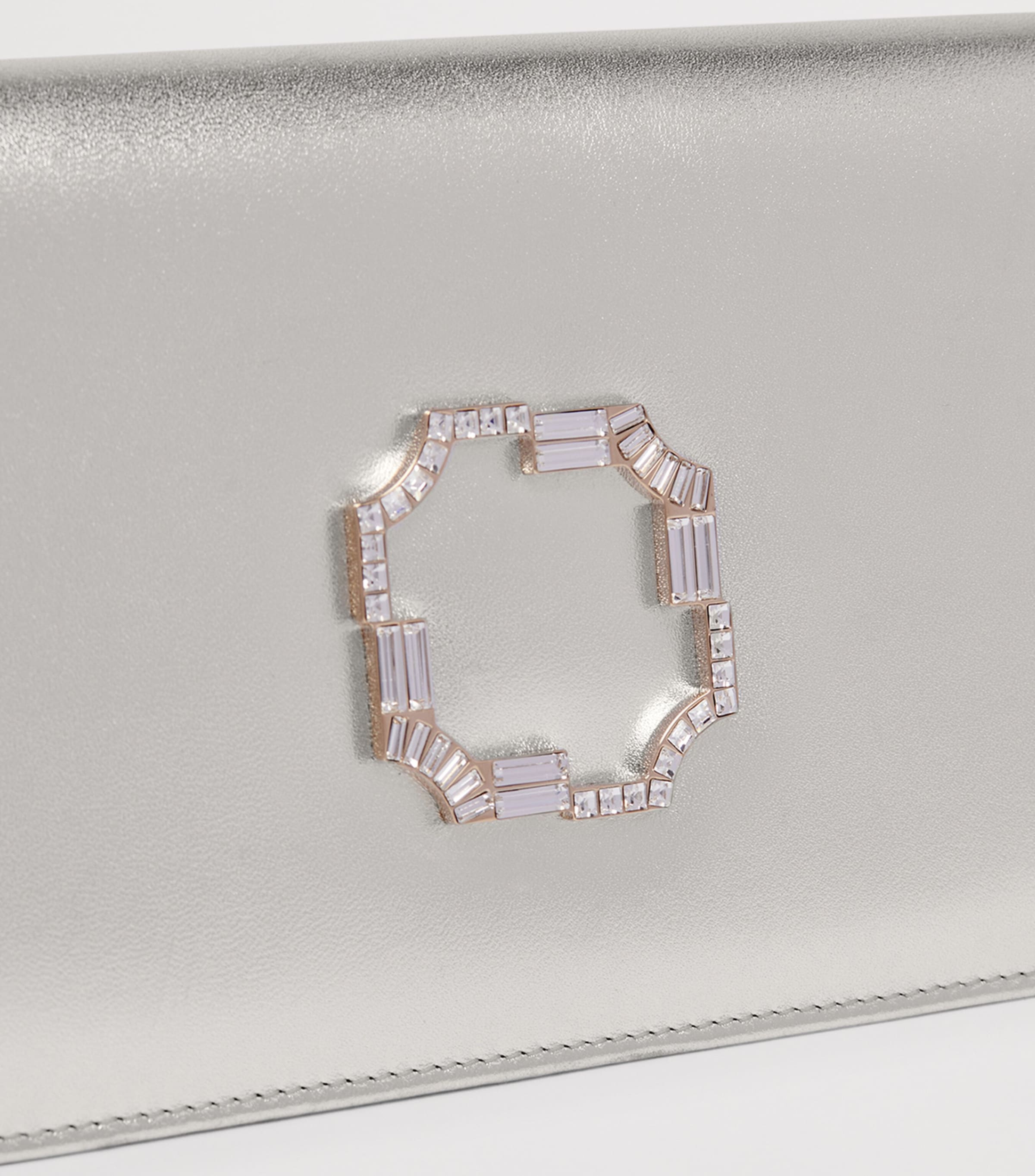 Metallic Leather Vivien Clutch Bag SILVER Image 5