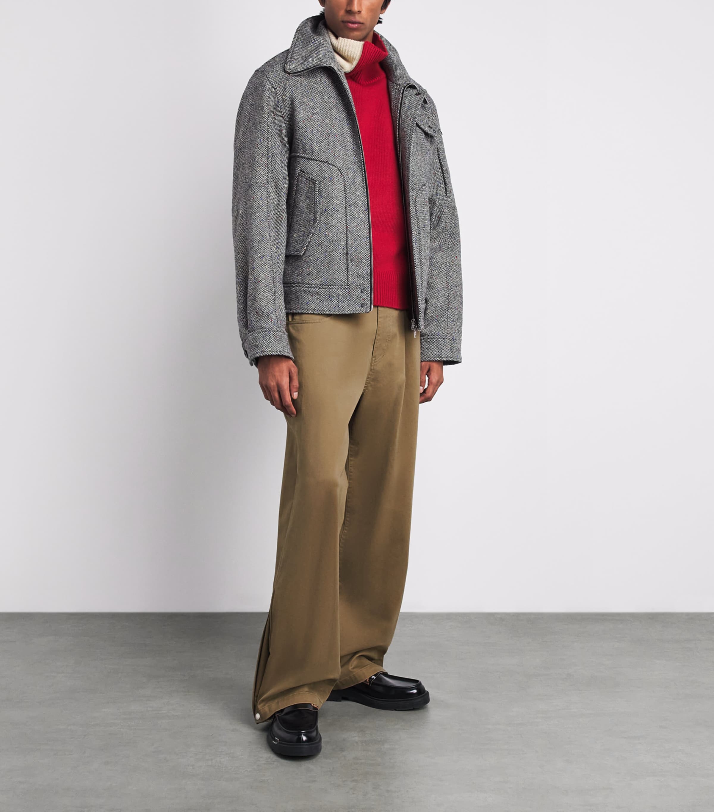 System Mens Cotton-Blend Side-Pleated Trousers Khaki Beige Image 2