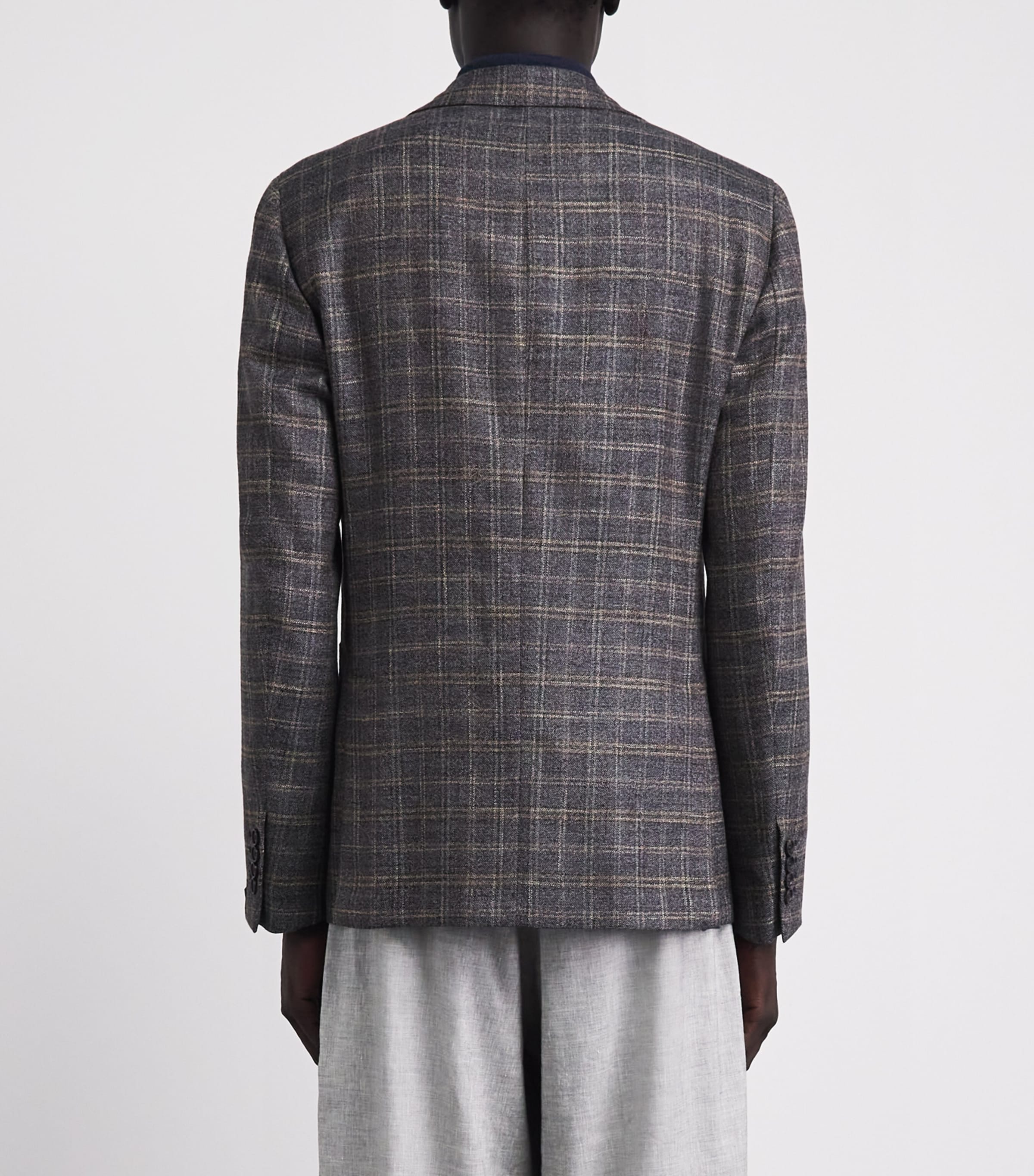 Pal Zileri Mens Wool-Blend Check Brera Blazer Blue Image 5