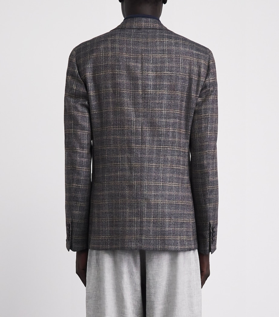Pal Zileri Mens Wool-Blend Check Brera Blazer Blue Image 5
