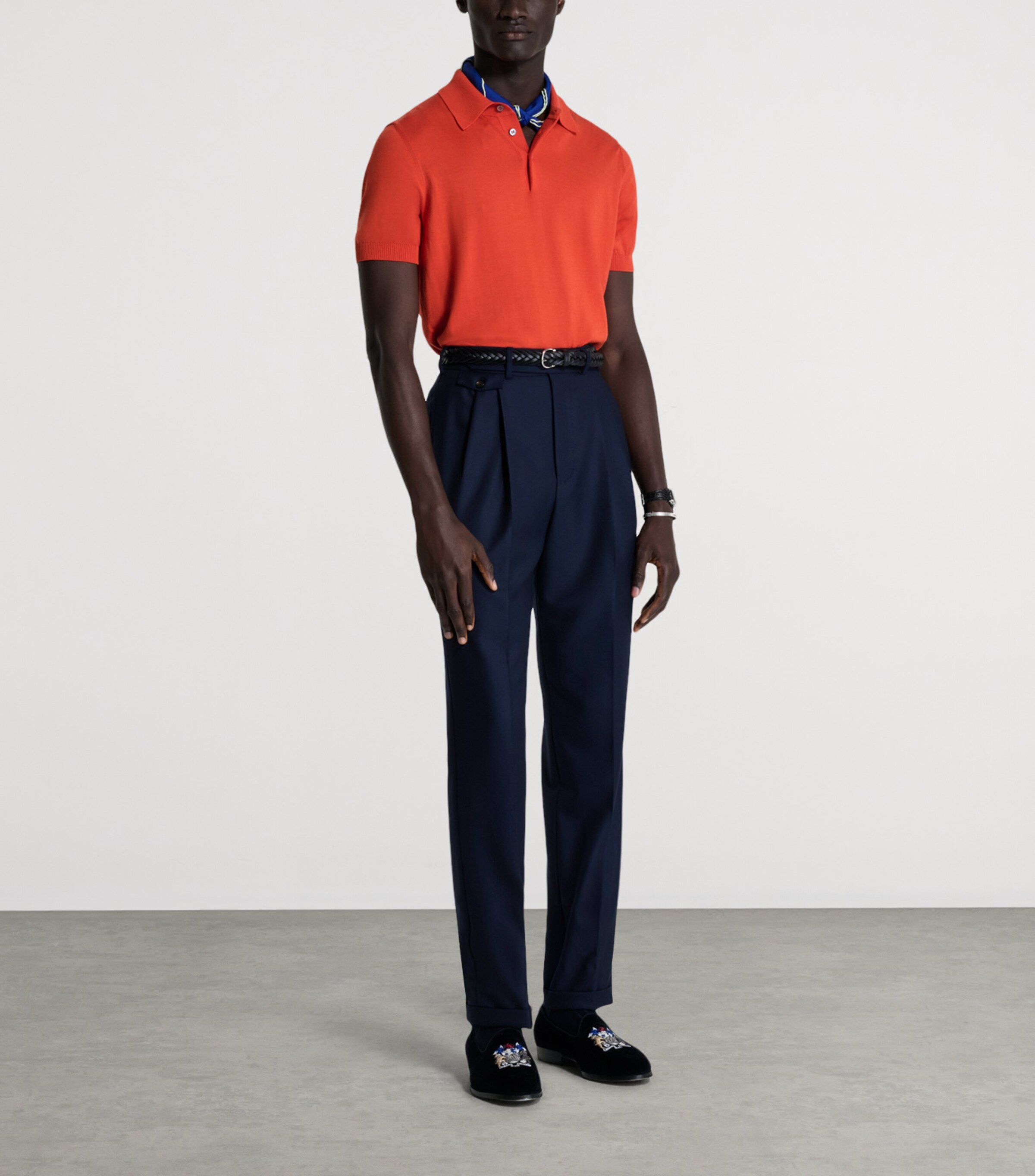 Dunhill Mens Cotton-Mulberry Silk Polo Shirt Image 2