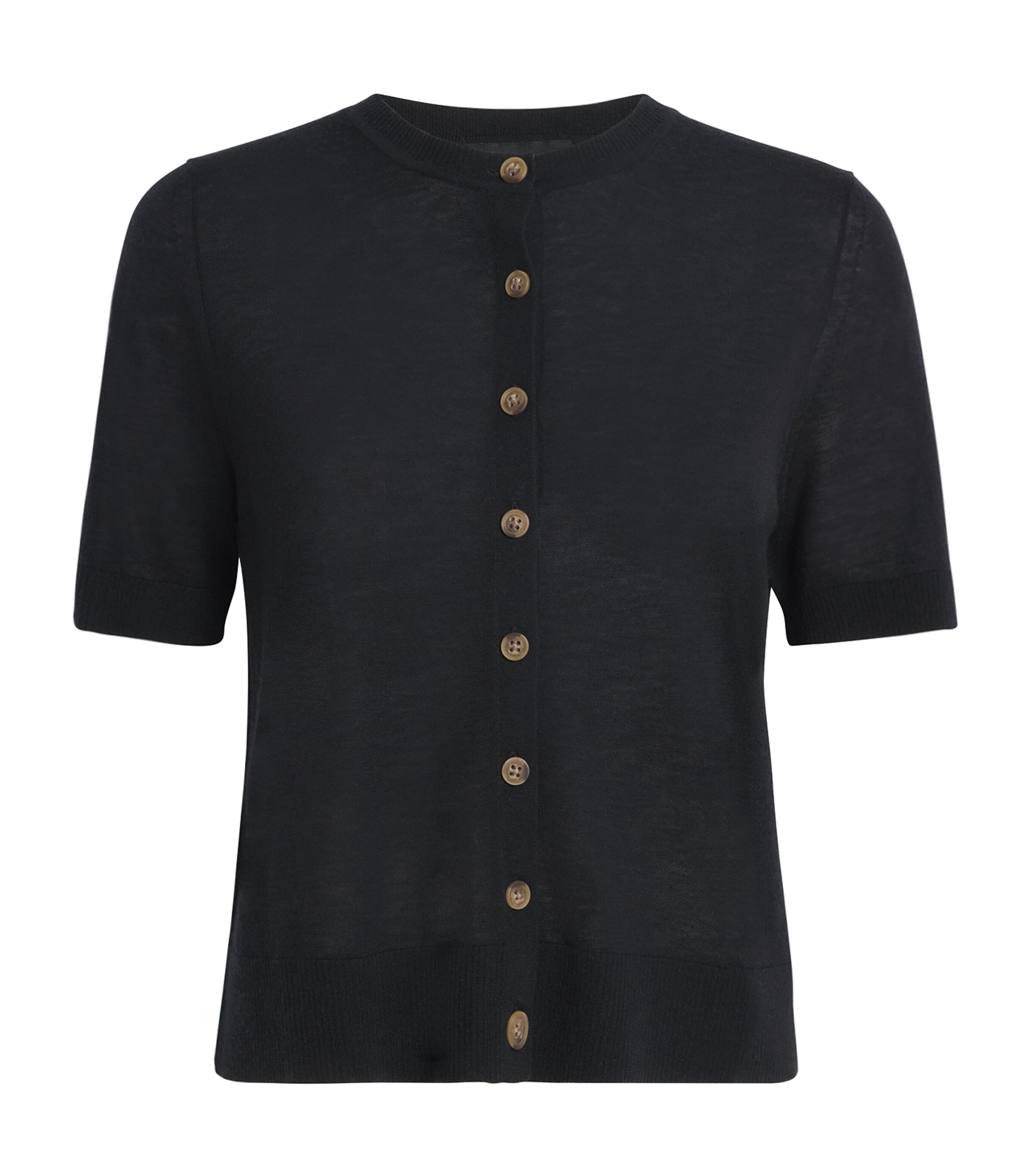 ME+EM Womens Wool-Cashmere Short-Sleeve Cardigan Black Image 1