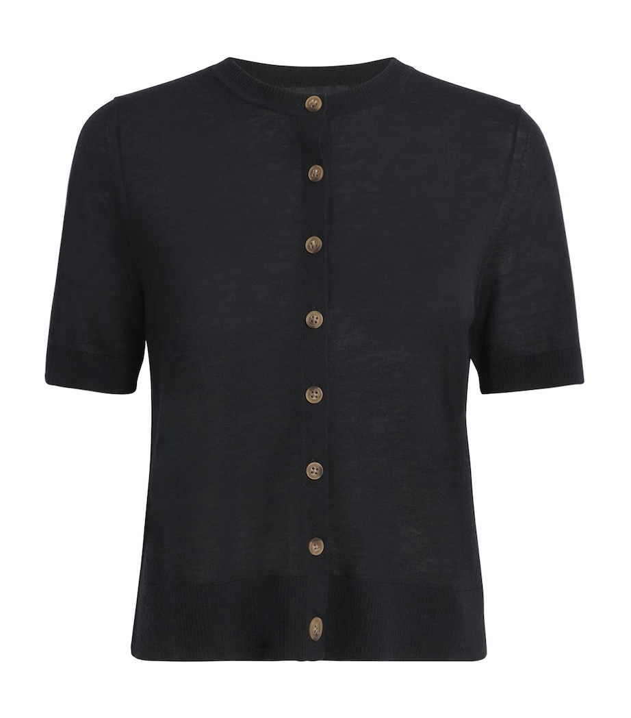 ME+EM Womens Wool-Cashmere Short-Sleeve Cardigan Black Image 1