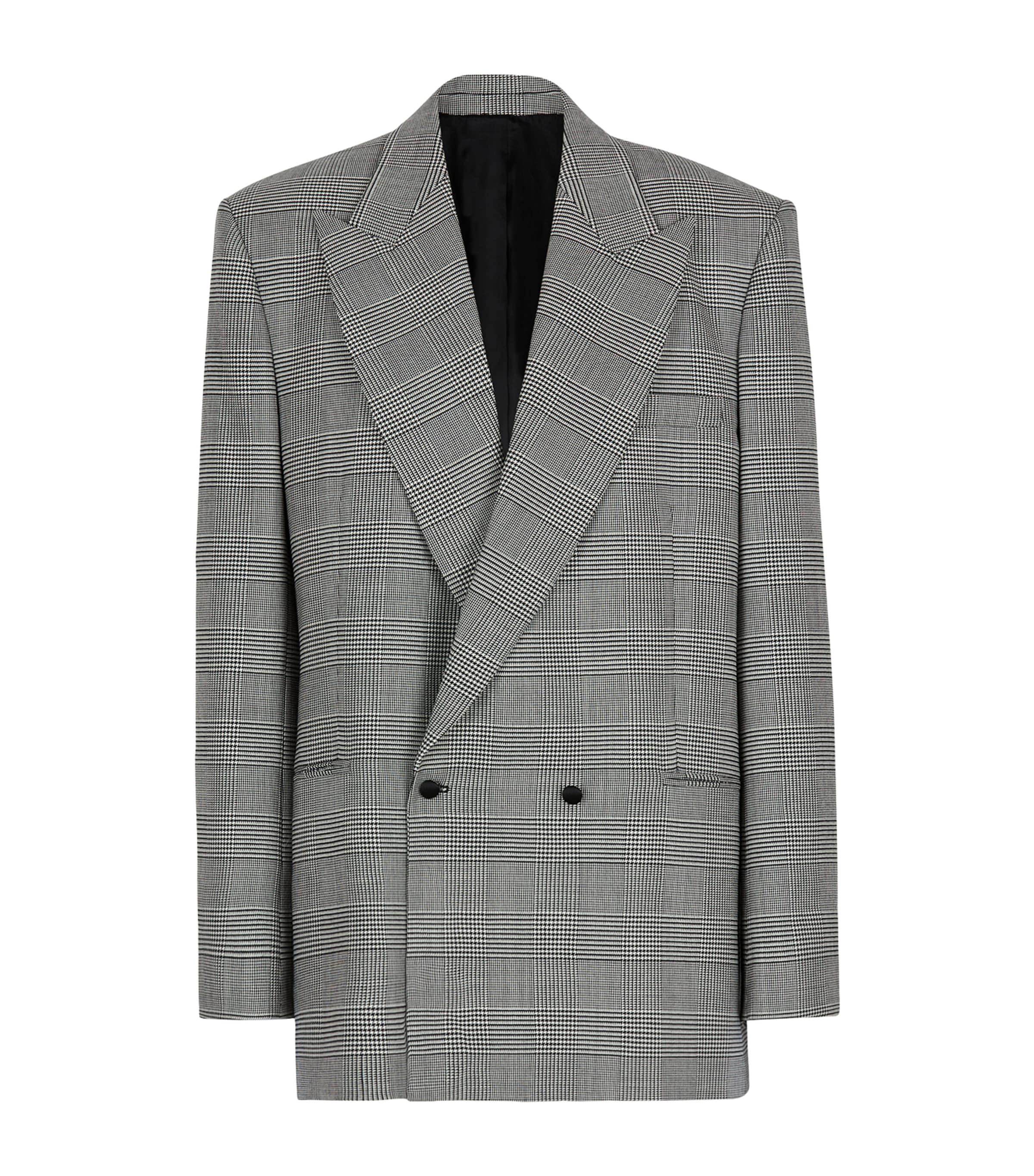 Balmain Wool-blend Prince Of Wales Blazer In Black