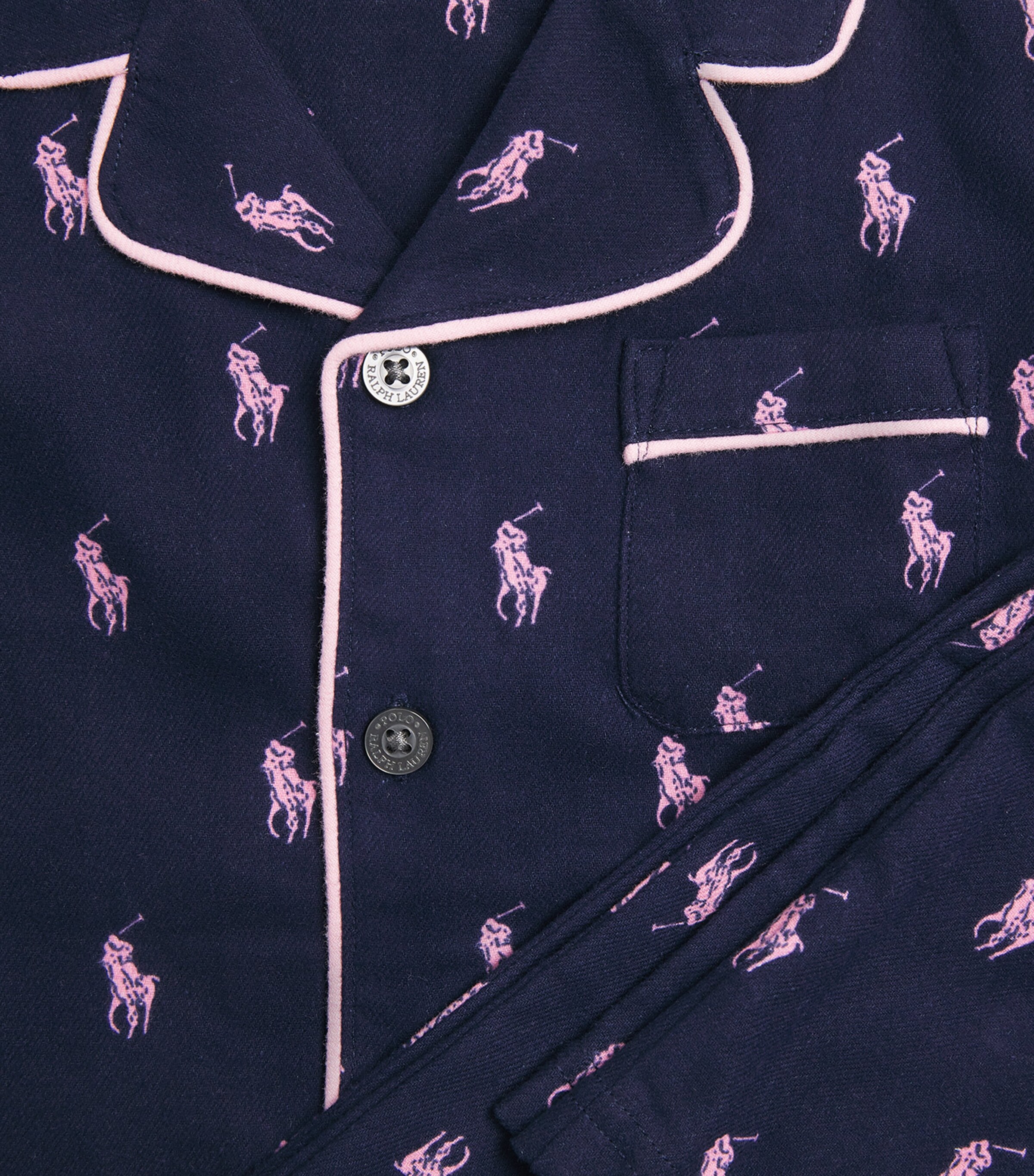 Cotton Polo Pony Pyjama Set (4-7 Years) NEWPORT NAVY Image 4